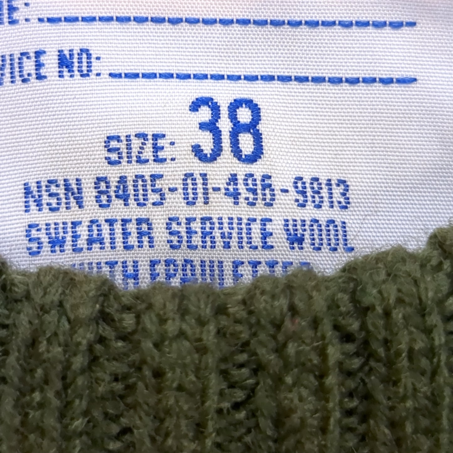 MITTS MITTS 38 Regular Service Olive Green Wool Sweater w Epaulettes (23s ac10-g113)