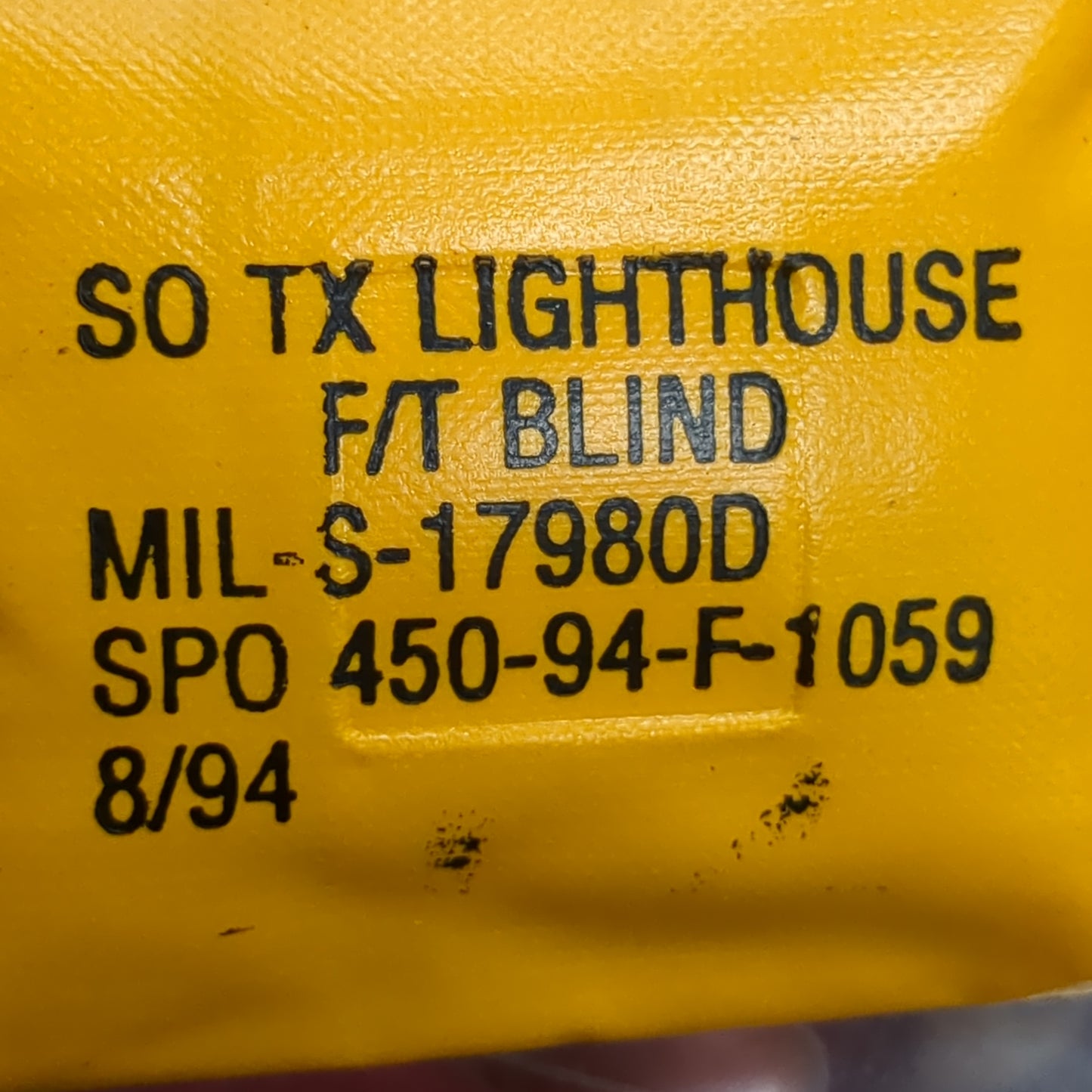 SO TX LIGHTHOUSE FOR THE BLIND Sea Marker for Life Vest/Jacket Dated 08/1994 (29s-ac12-C91)