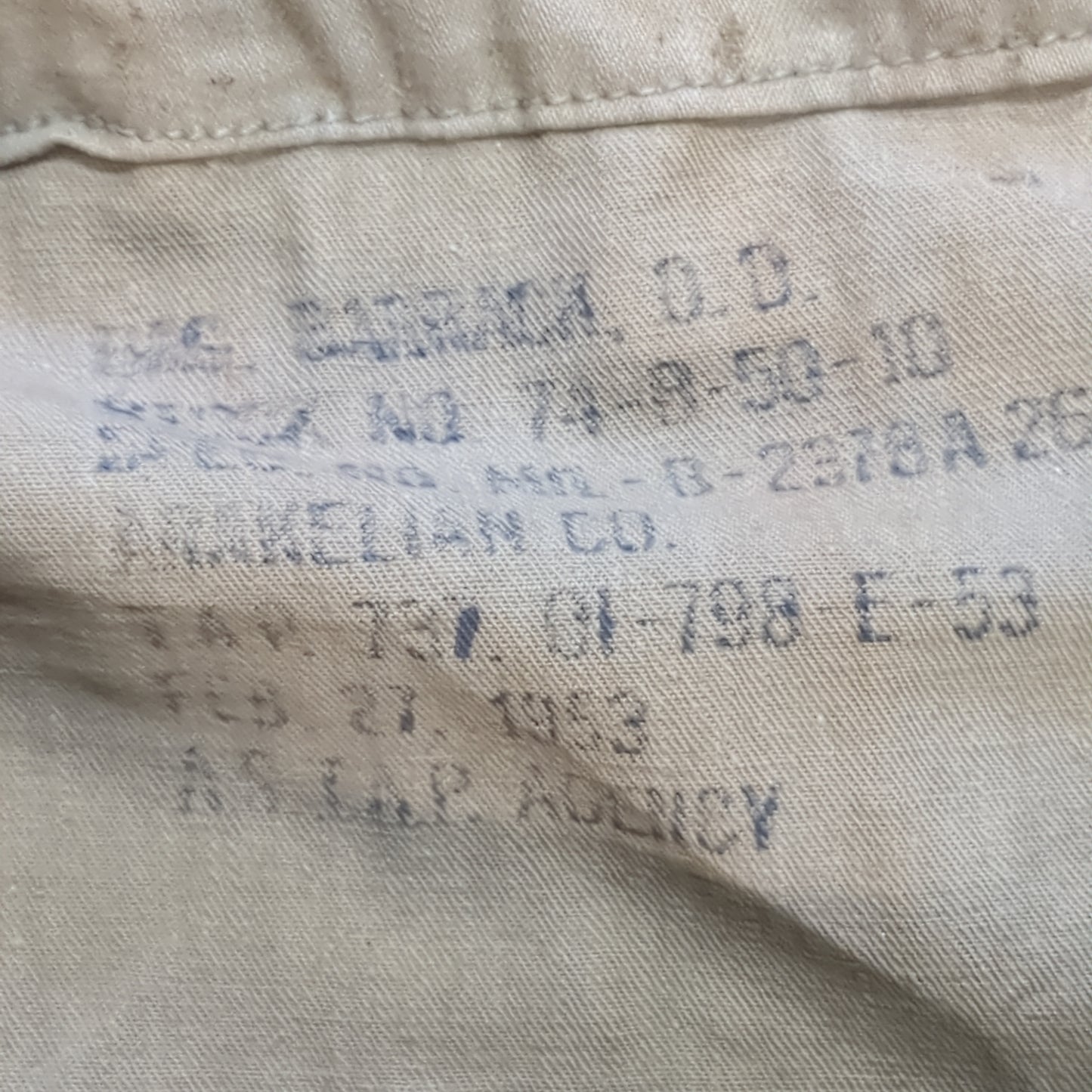 Korean War Era 1953 US Army Olive Green Cloth Barracks Clothing Bag (29s-ac12-g133)