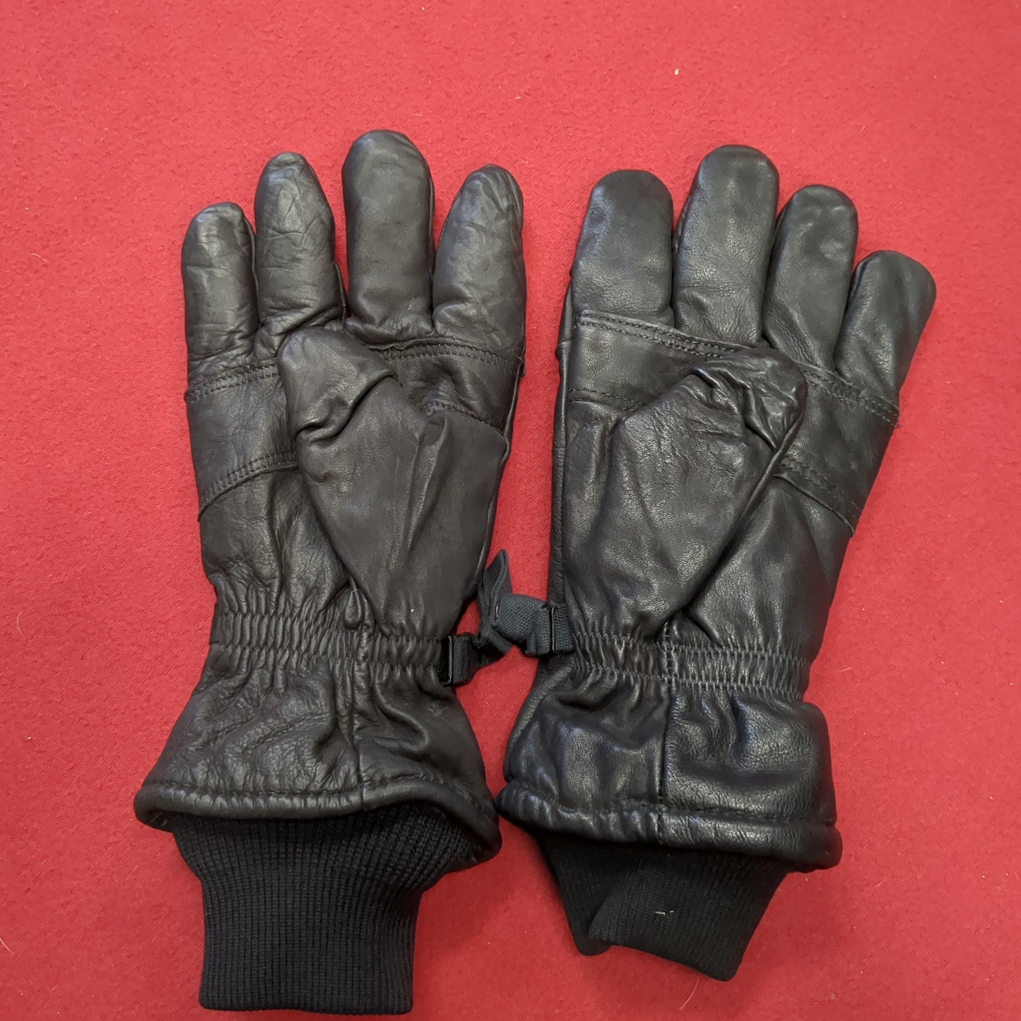 Pair of Black Leather Cold/Wet Weather Gloves Size X-Large (cb04-14)