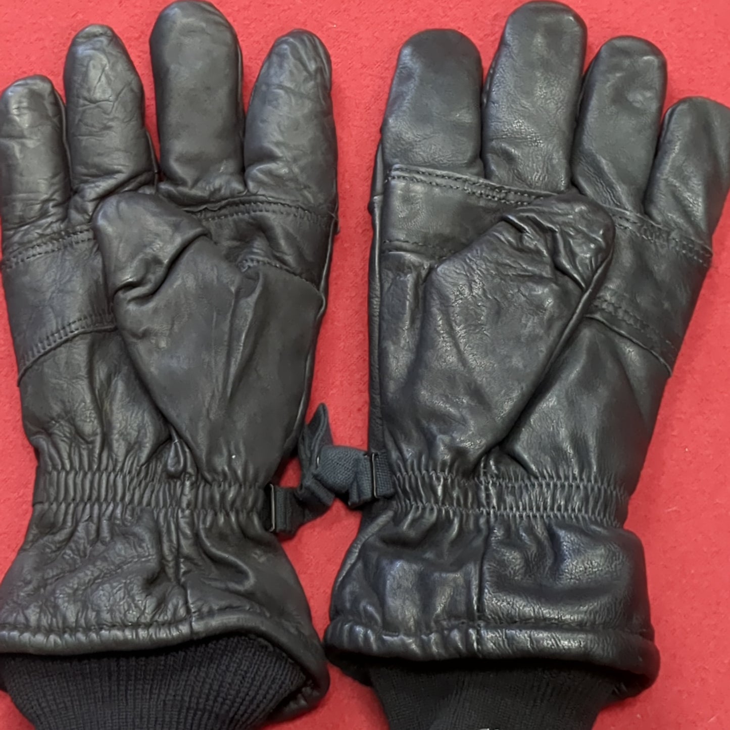 Pair of Black Leather Cold/Wet Weather Gloves Size X-Large (cb04-14)