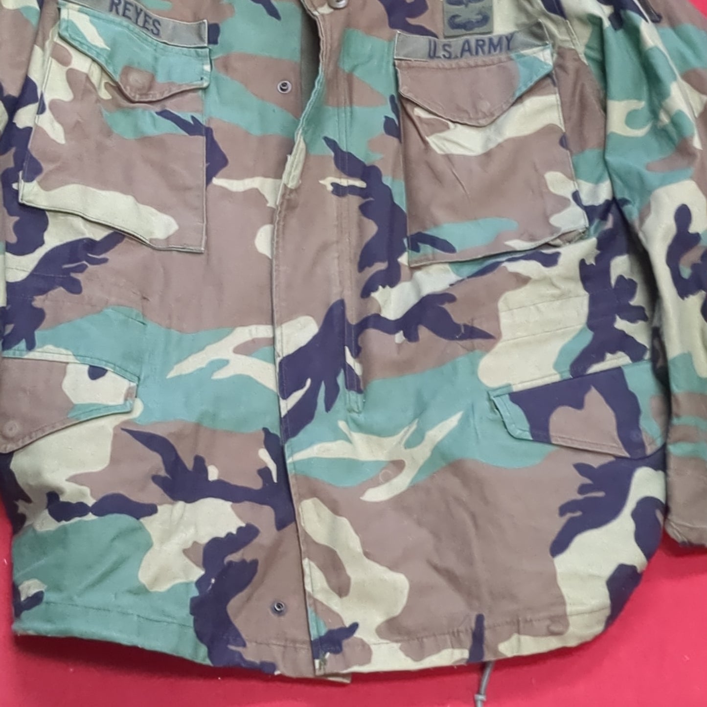 Vintage US Army BDU Woodland MEDIUM Regular Cold Weather Field Jacket Excellent Condition (fa14-AUG241)