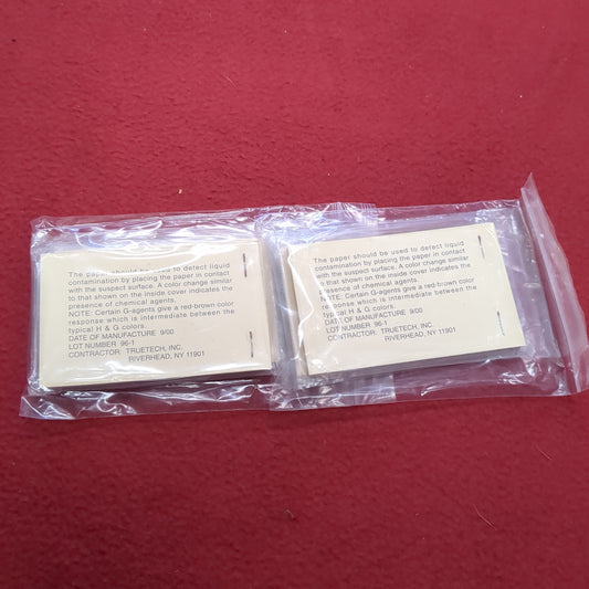 LOT of 2 -- US Army Chemical Agent Detector Paper VGH ABV-M8 Book of 25 (11cc ca12-11)