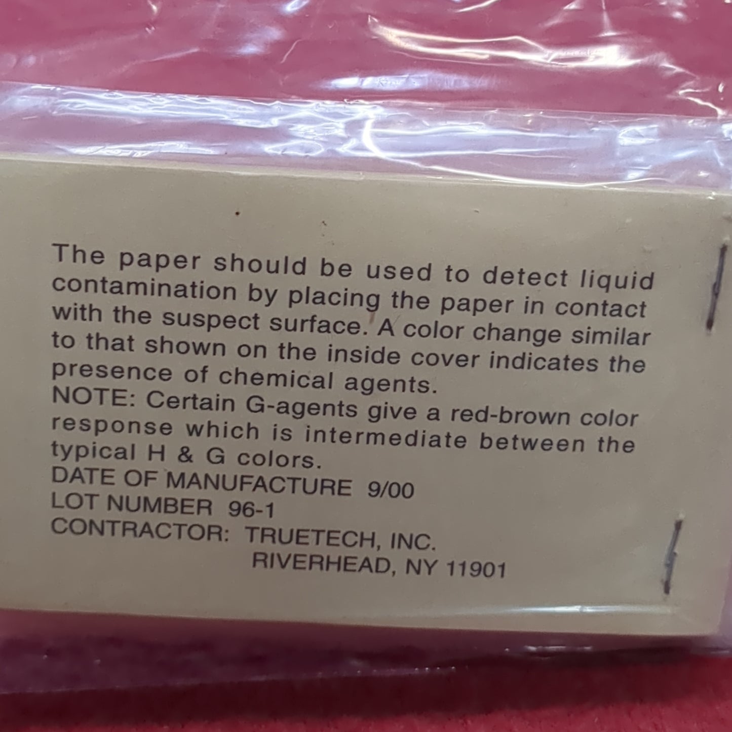LOT of 2 -- US Army Chemical Agent Detector Paper VGH ABV-M8 Book of 25 (11cc ca12-11)
