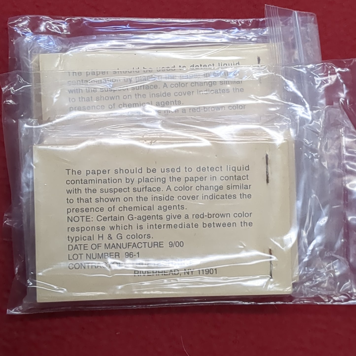 LOT of 2 -- US Army Chemical Agent Detector Paper VGH ABV-M8 Book of 25 (11cc ca12-11)