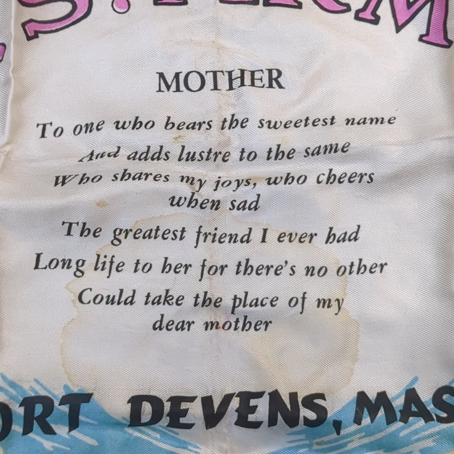 Vintage US Army "Mother" Sweetheart Pillow Case (11cc- ca12-C81)