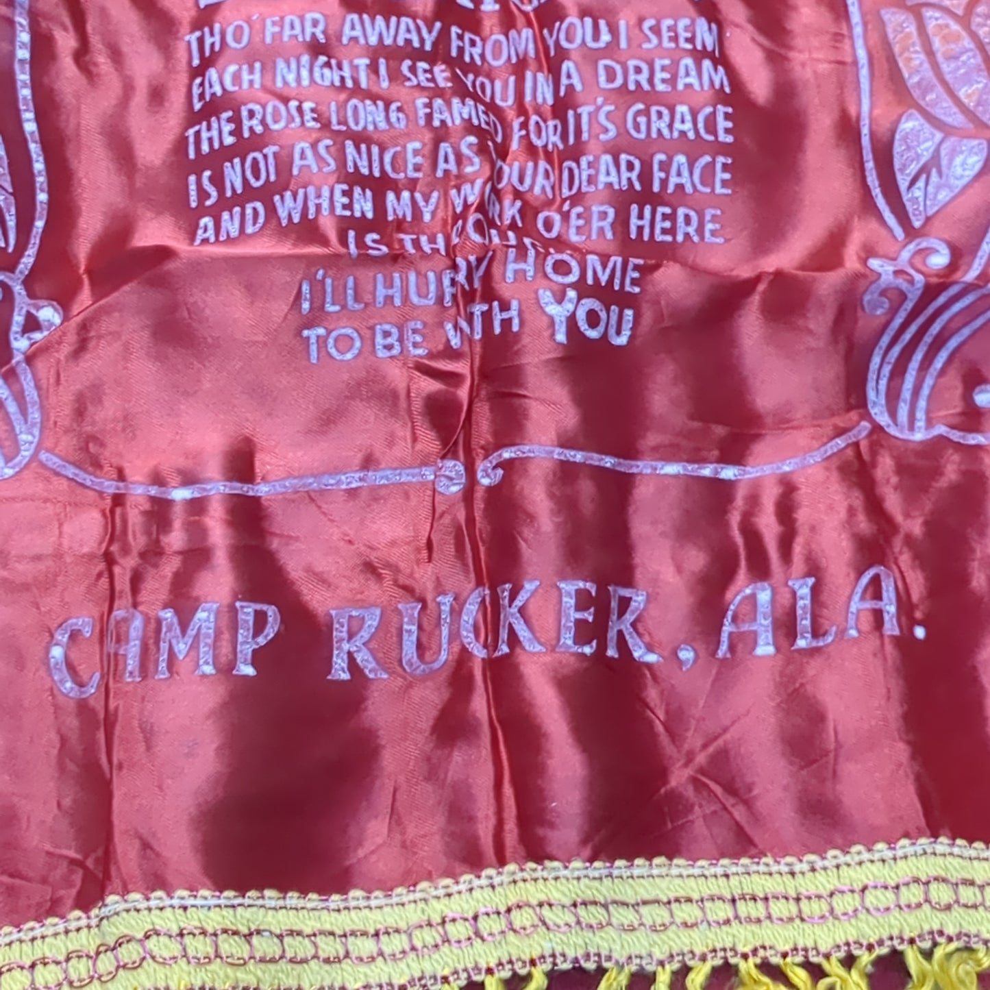 Vintage US Army "Sweetheart" Sweetheart Pillow Case Camp Rucker (11cc- ca12-C84)