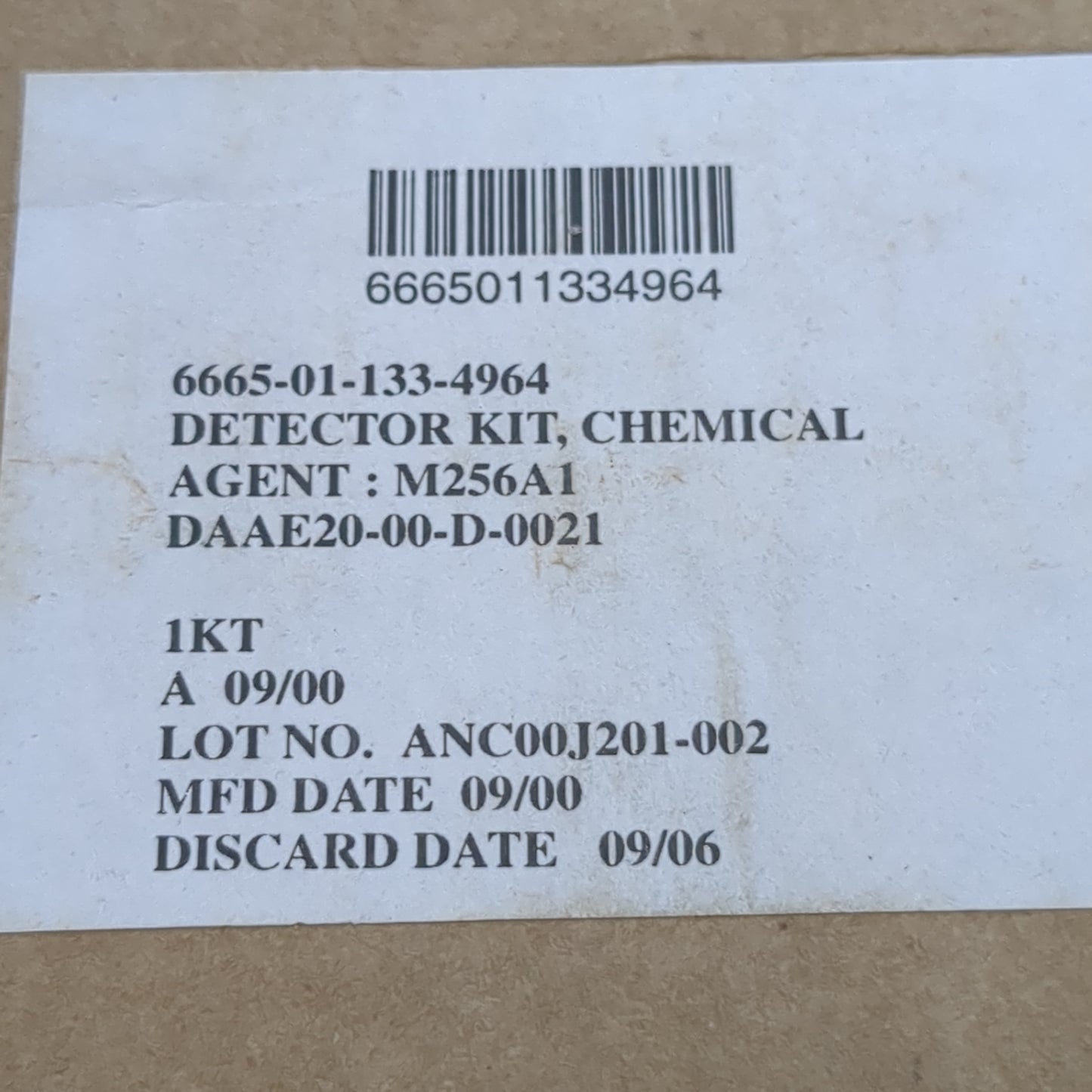 NOS US Army M256A1 Chemical Detector Kit Complete in Box (14cc) cb11-