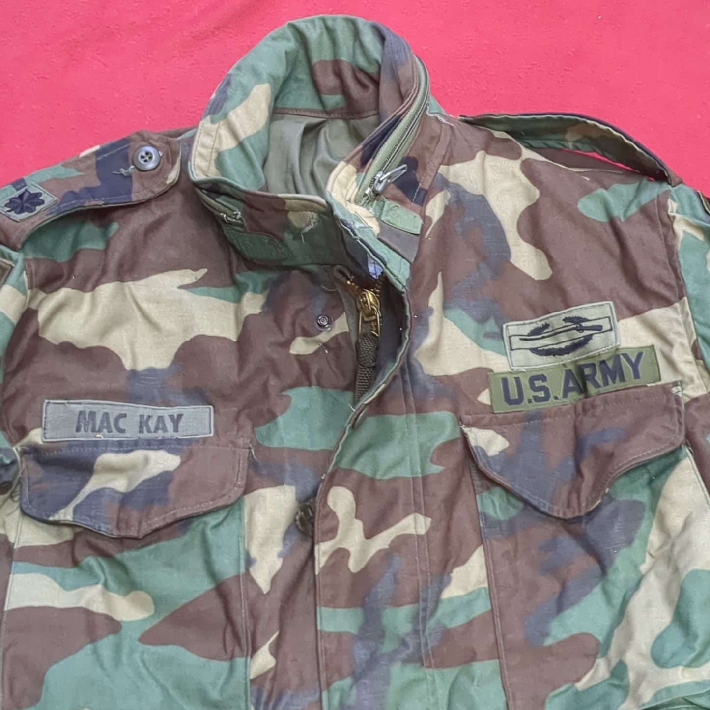 Vintage US Army BDU Woodland MEDIUM LONG Cold Weather Field Jacket (01n dc01-3)