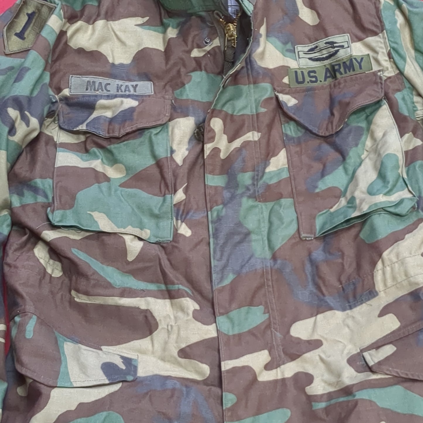 Vintage US Army BDU Woodland MEDIUM LONG Cold Weather Field Jacket (01n dc01-3)