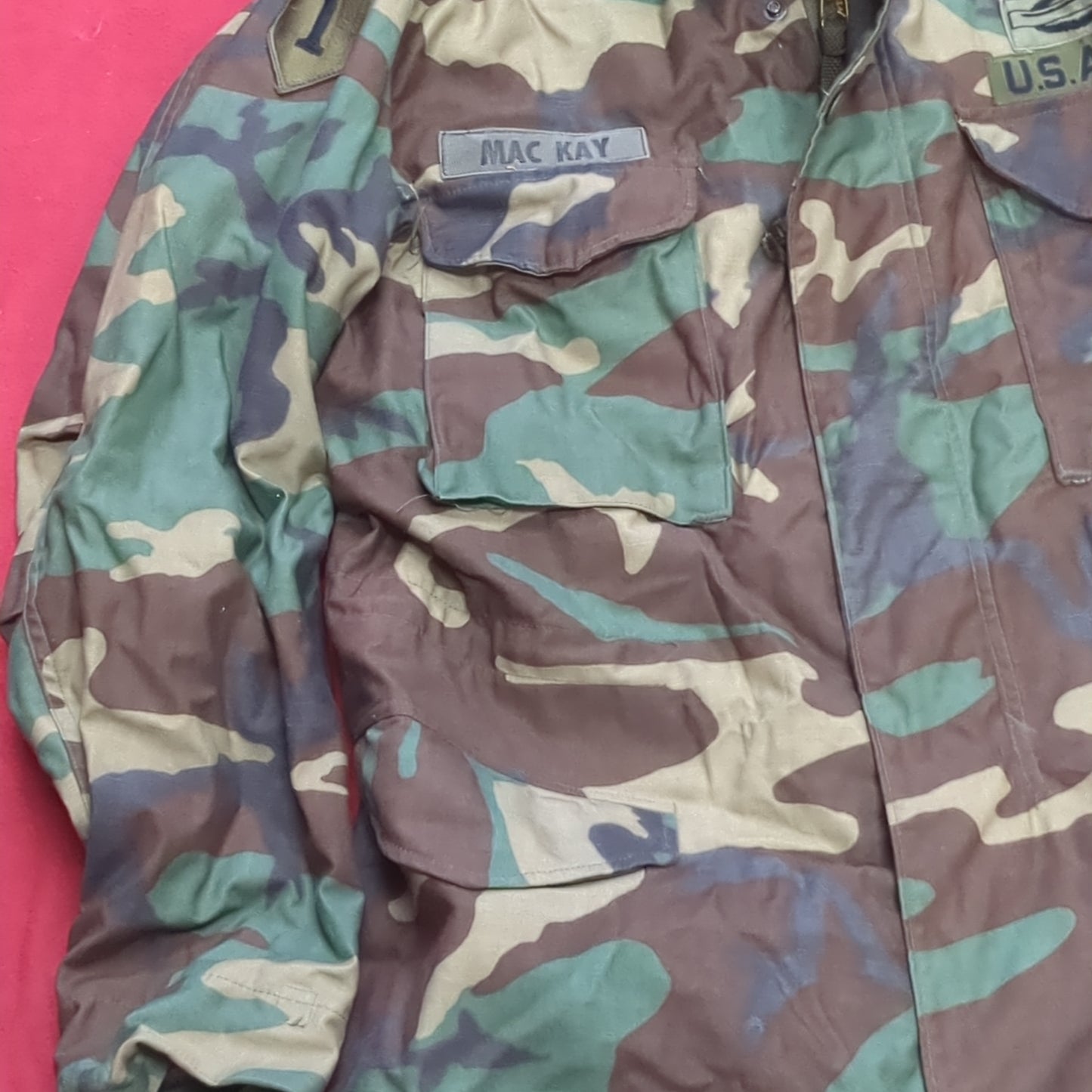 Vintage US Army BDU Woodland MEDIUM LONG Cold Weather Field Jacket (01n dc01-3)