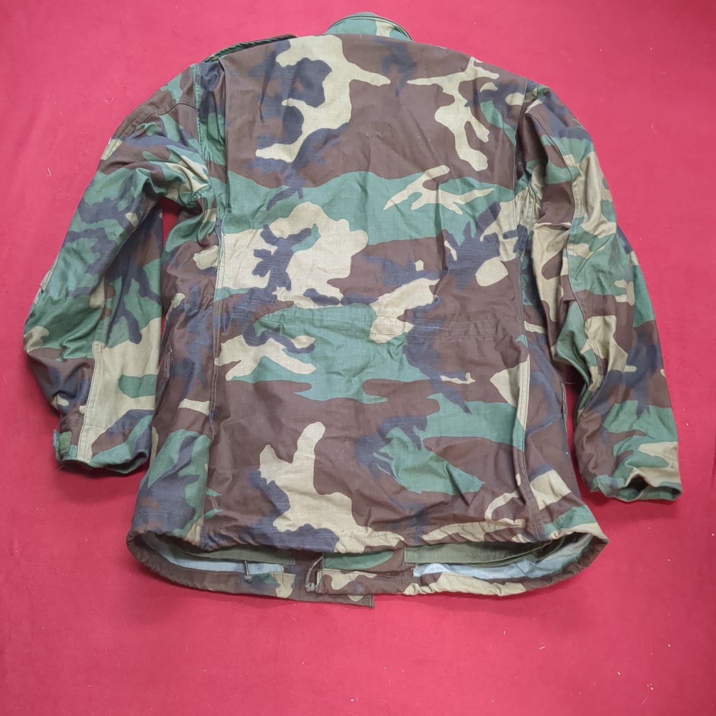 Vintage US Army BDU Woodland MEDIUM LONG Cold Weather Field Jacket (01n dc01-3)