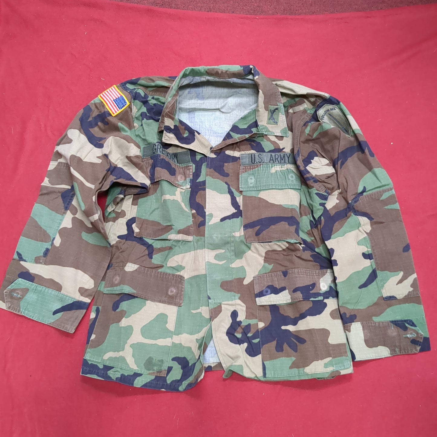 US Army MEDIUM SHORT Uniform Top BDU WOODLAND Pattern Good Condition (14o db4-37)