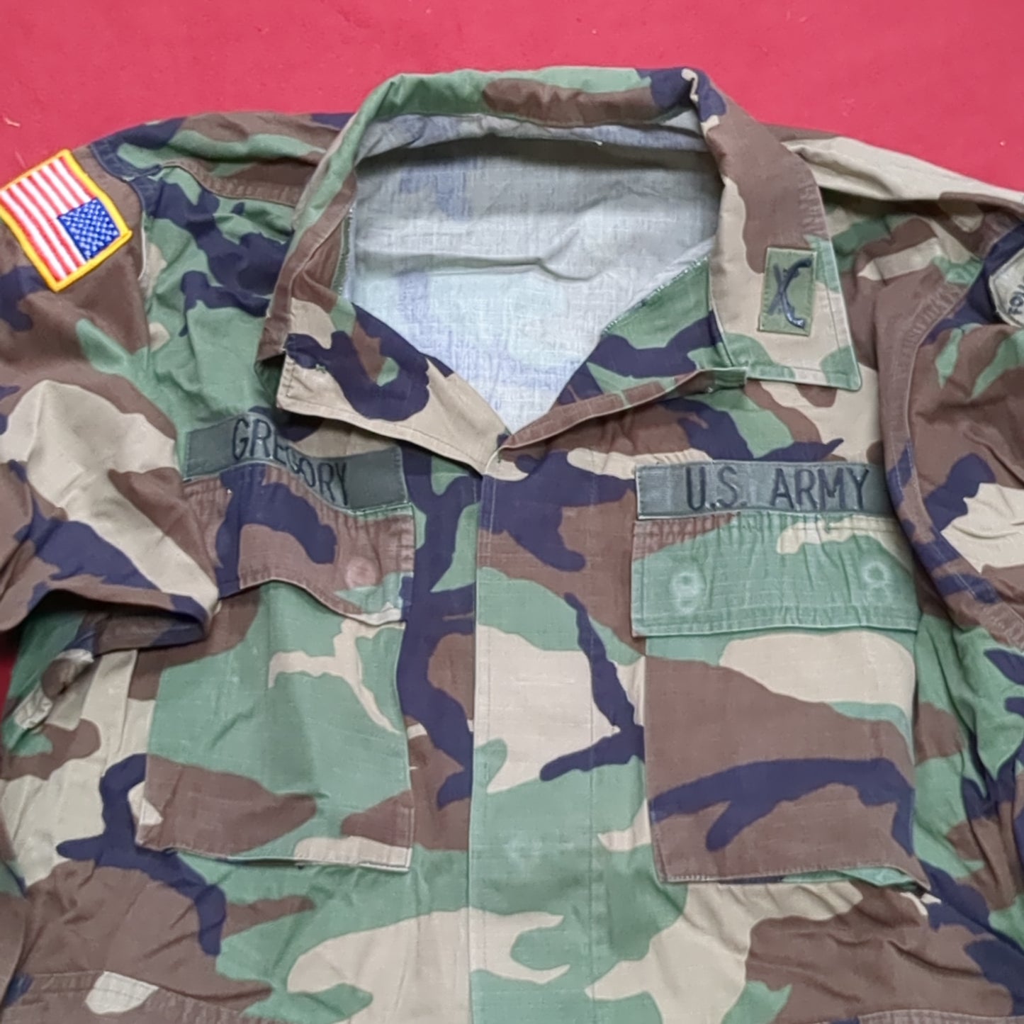 US Army MEDIUM SHORT Uniform Top BDU WOODLAND Pattern Good Condition (14o db4-37)