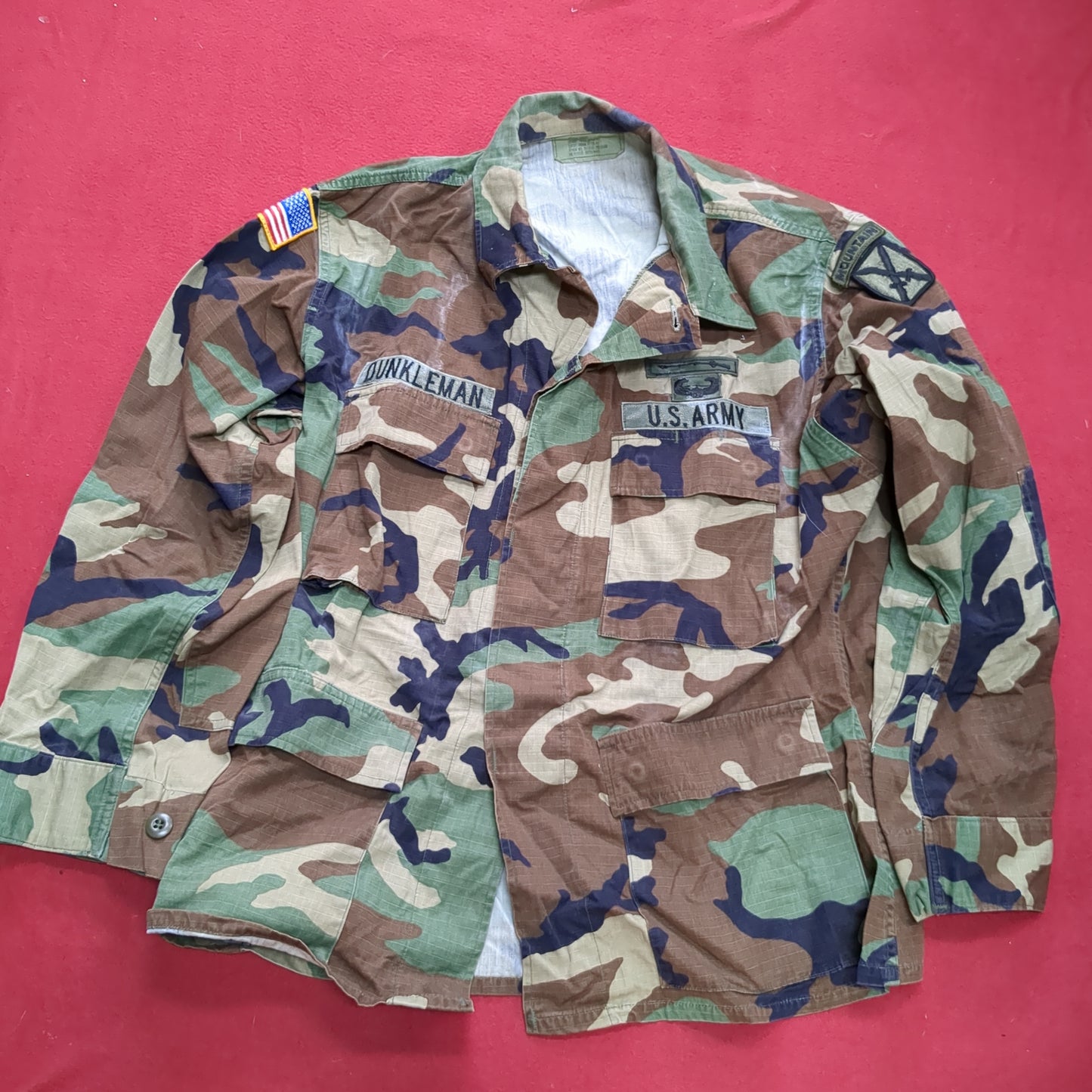 US Army MEDIUM SHORT Uniform Top BDU WOODLAND Pattern Good Condition (14o db4-34)