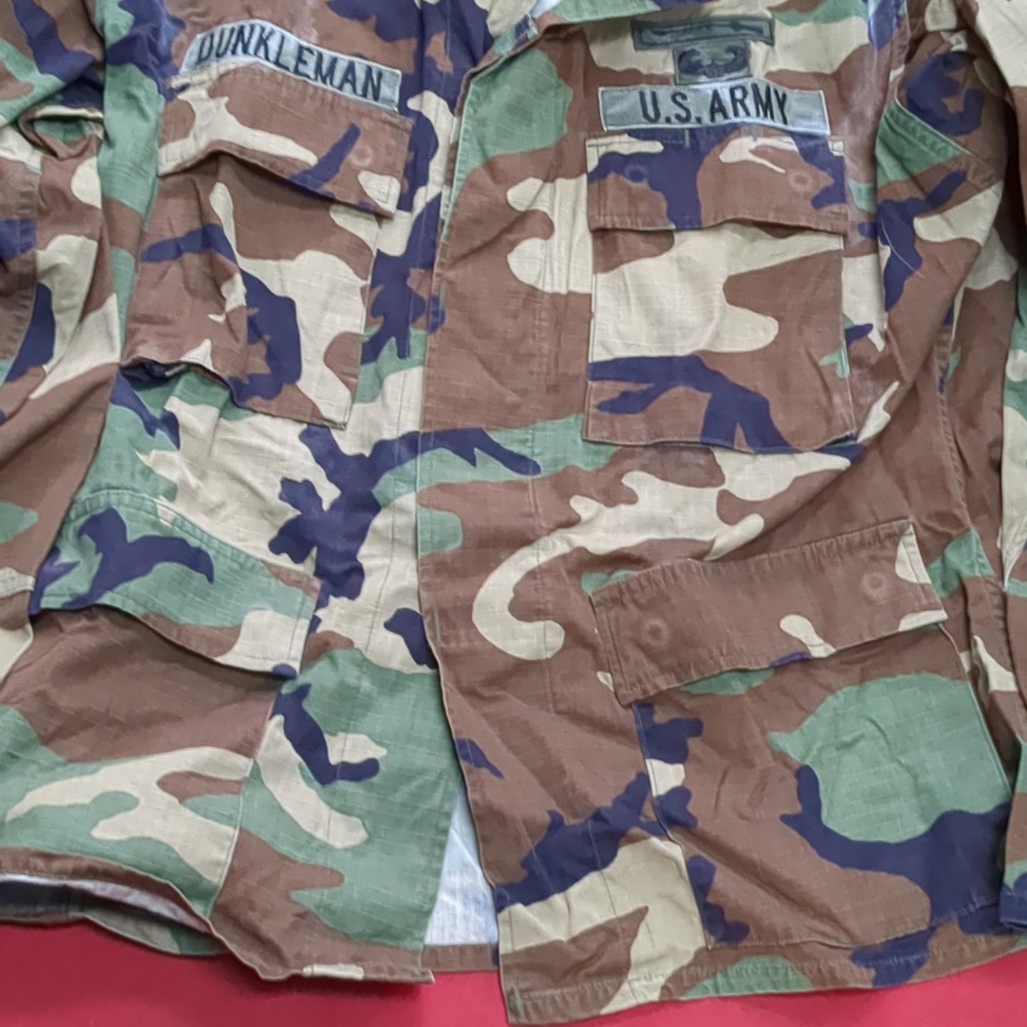 US Army MEDIUM SHORT Uniform Top BDU WOODLAND Pattern Good Condition (14o db4-34)