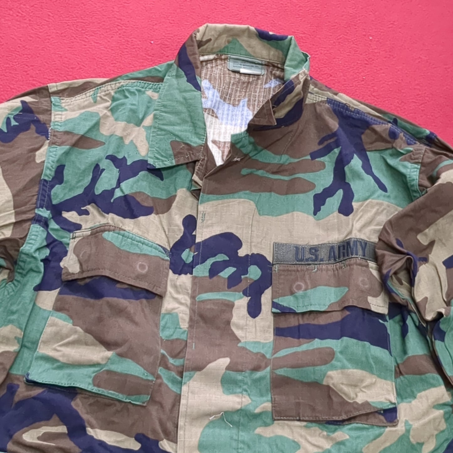 US Army MEDIUM SHORT Uniform Top BDU WOODLAND Pattern Good Condition (14o db4-25)