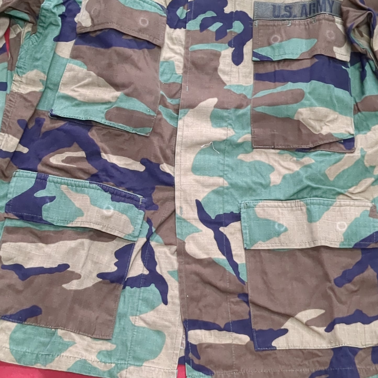US Army MEDIUM SHORT Uniform Top BDU WOODLAND Pattern Good Condition (14o db4-25)