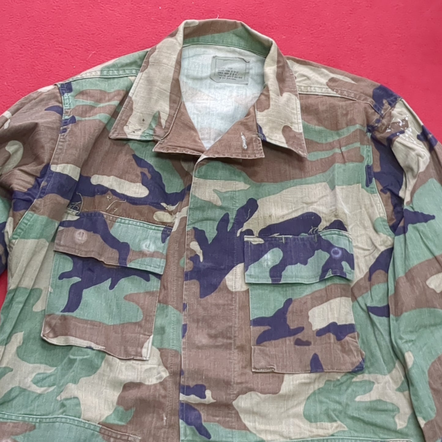 US Army MEDIUM SHORT Uniform Top BDU WOODLAND Pattern Good Condition (14o db4-28)