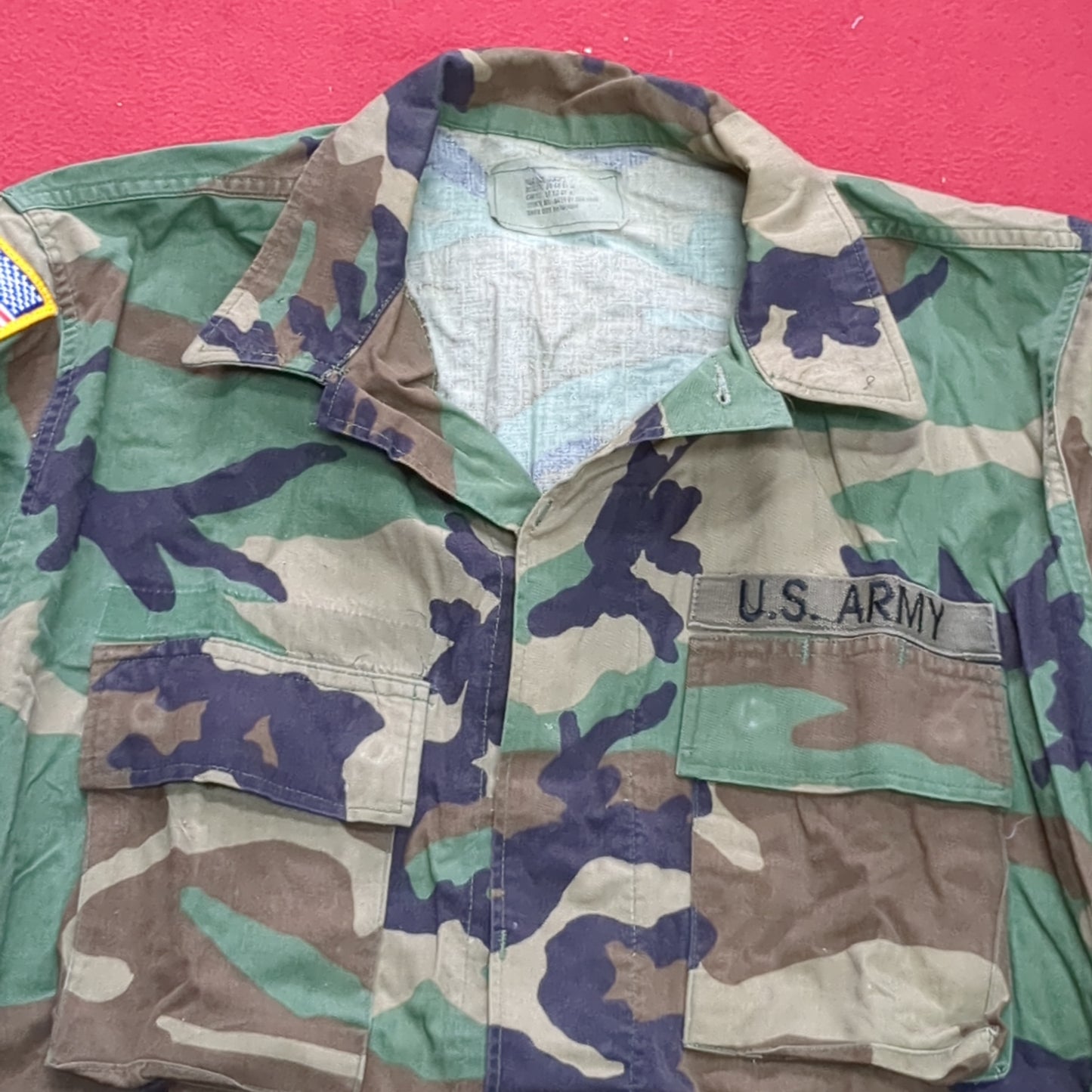 US Army MEDIUM SHORT Uniform Top BDU WOODLAND Pattern Good Condition (14o db4-29)