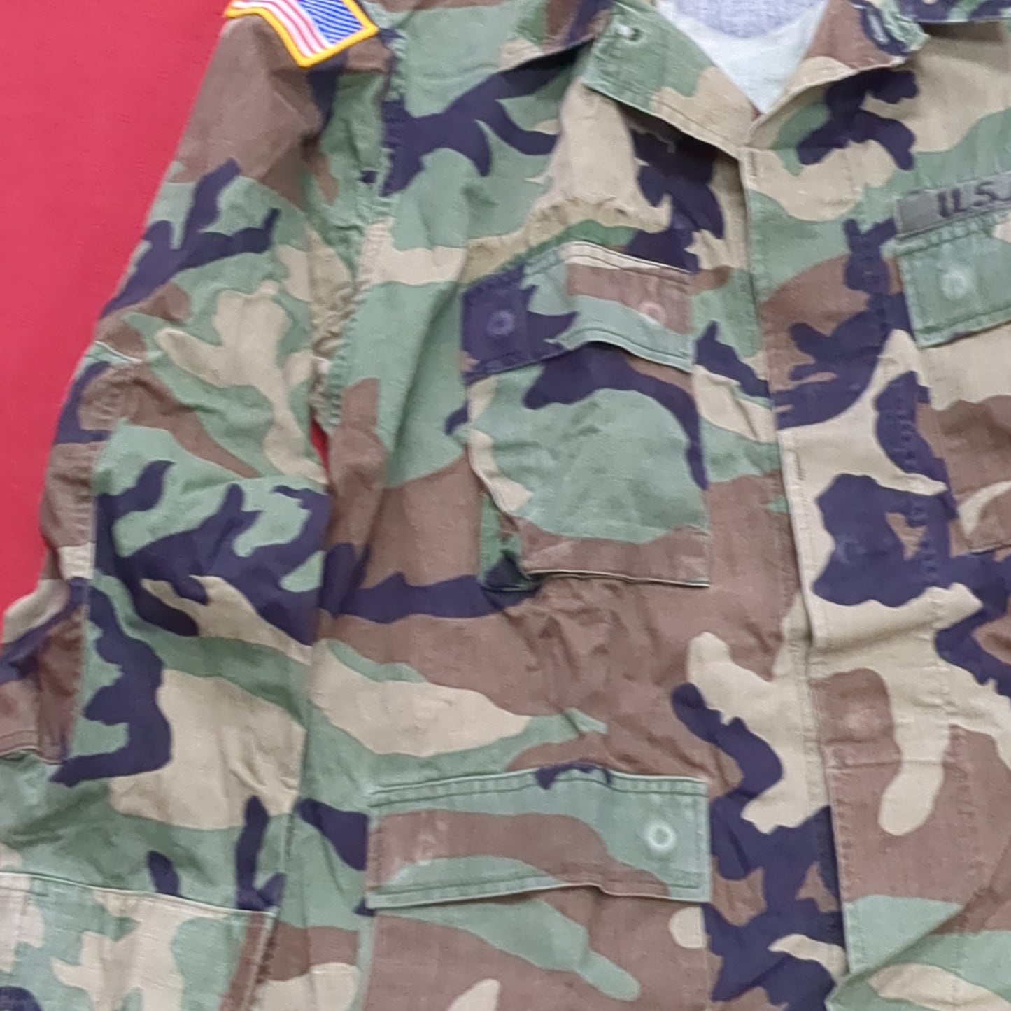 US Army LARGE REGULAR Uniform Top BDU WOODLAND Pattern (16o db09-2)