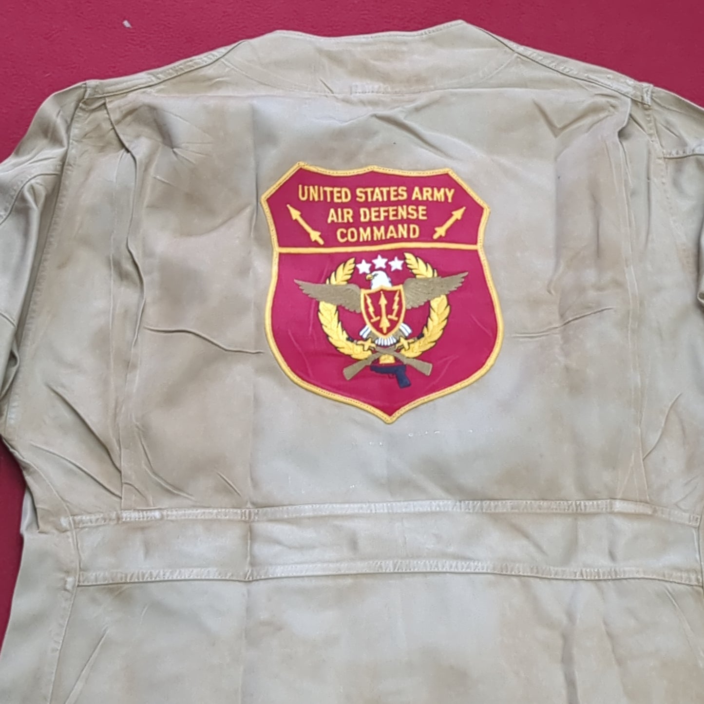 VINTAGE 1960s Sz 42 US Army 10-X AIR DEFENSE COMMAND Long-Sleeve Shirt Excellent Condition (28o da04-13)