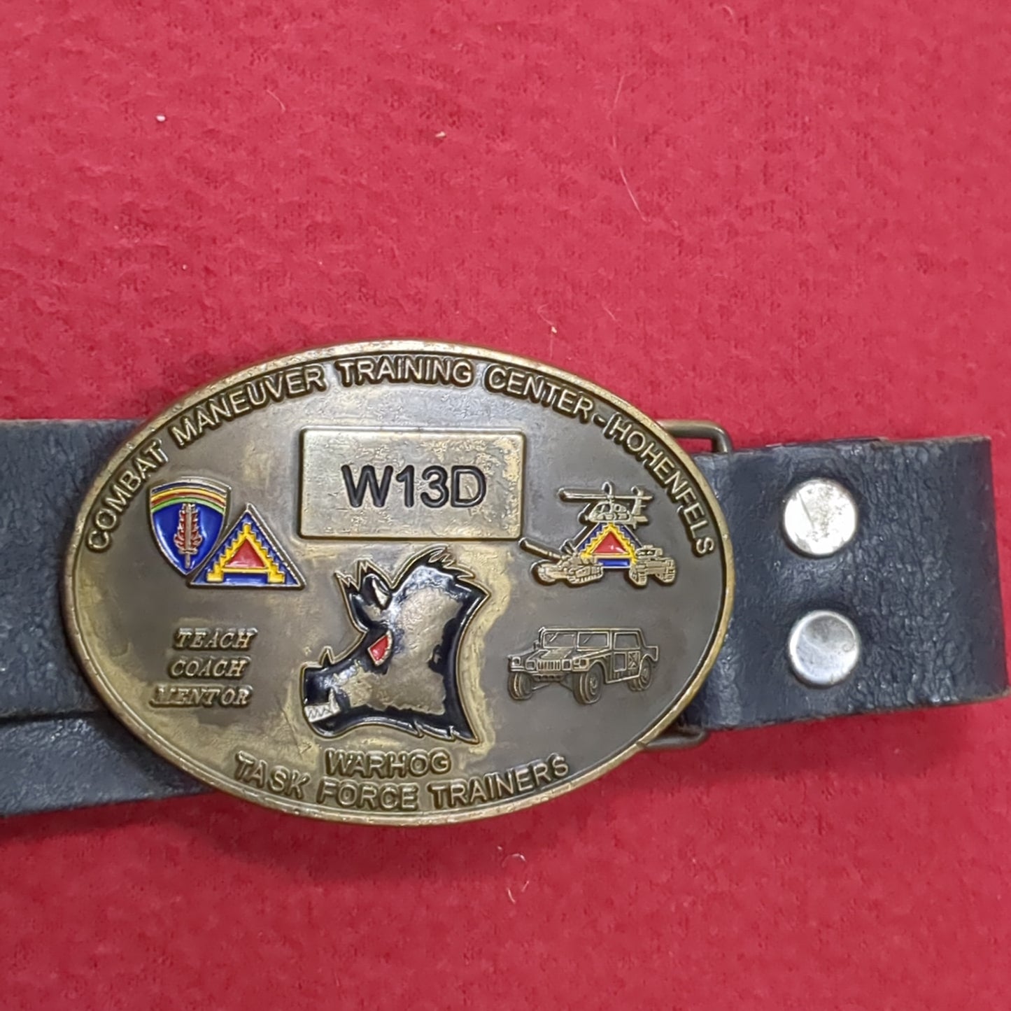 W13D Combat Maneuver Training Center Hohenfels Belt Buckle with Black Belt (28o da04-28)