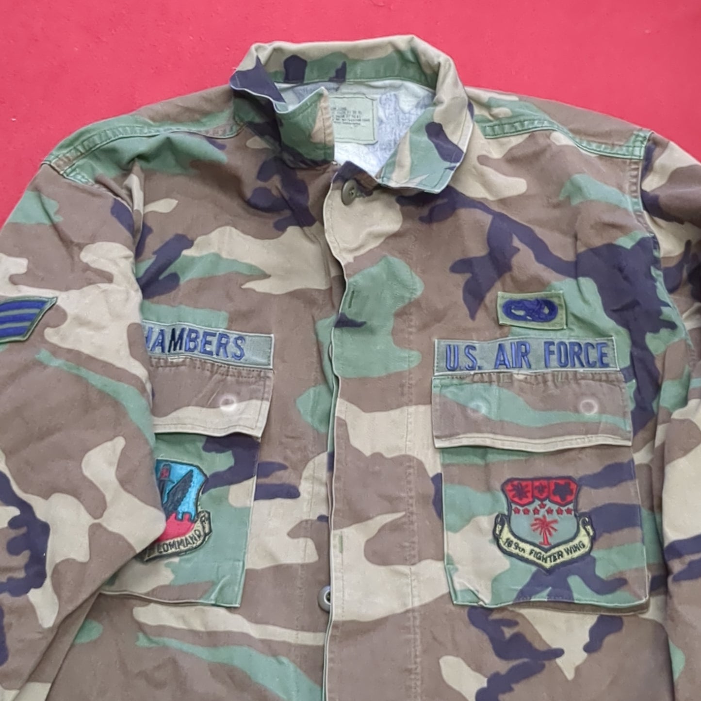 US Air Force Medium Long BDU Woodland Top Jacket Good Condition (DC01-i)