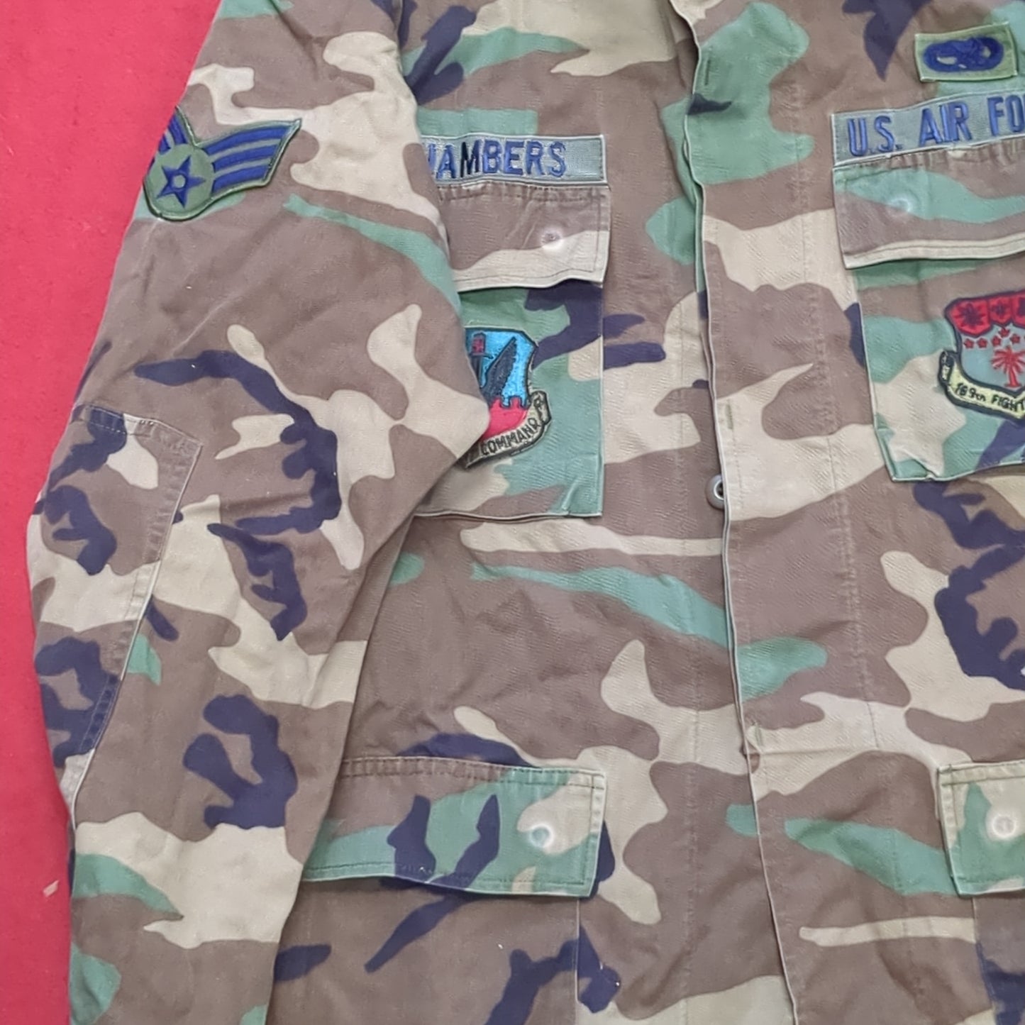 US Air Force Medium Long BDU Woodland Top Jacket Good Condition (DC01-i)