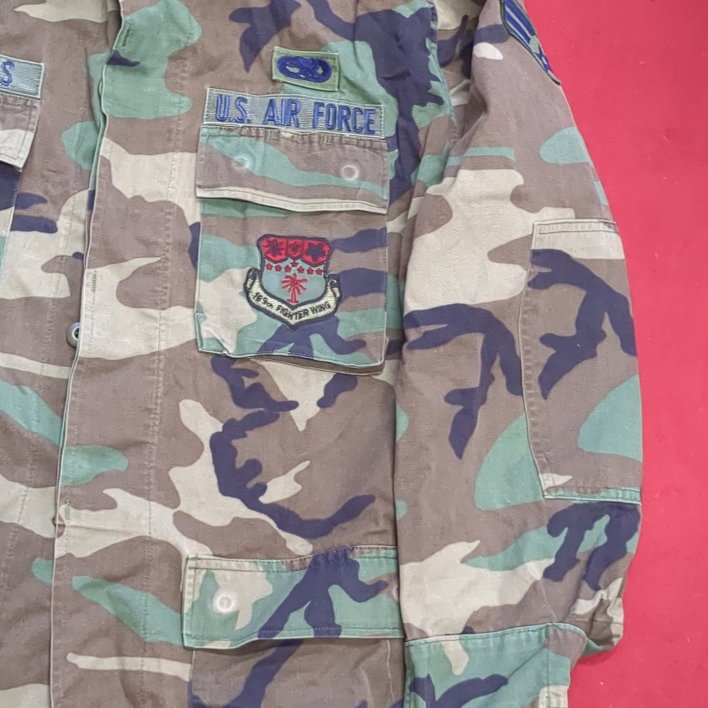 US Air Force Medium Long BDU Woodland Top Jacket Good Condition (DC01-i)