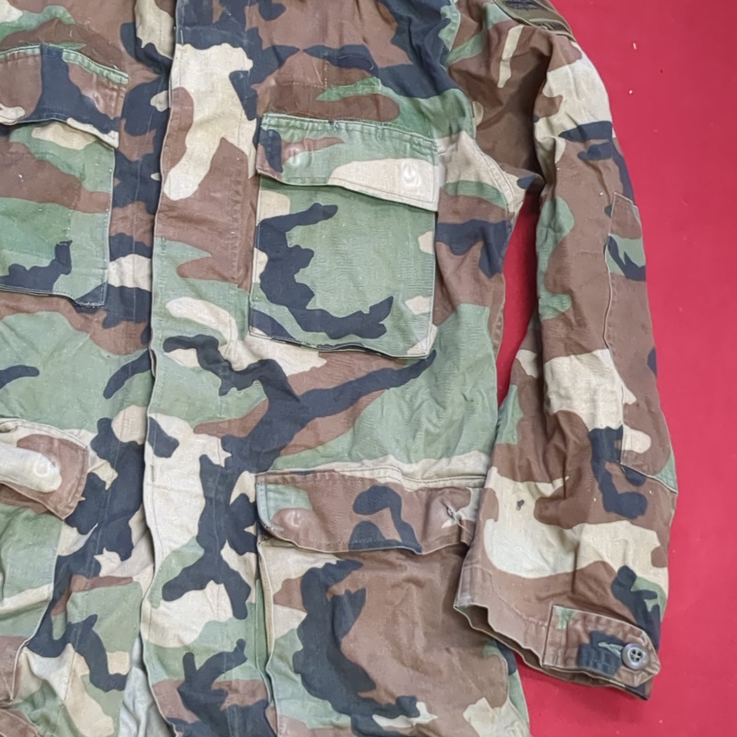 US Army Small Regular BDU Woodland Cold Weather Top Jacket Good Condition (a03 DC01-C)