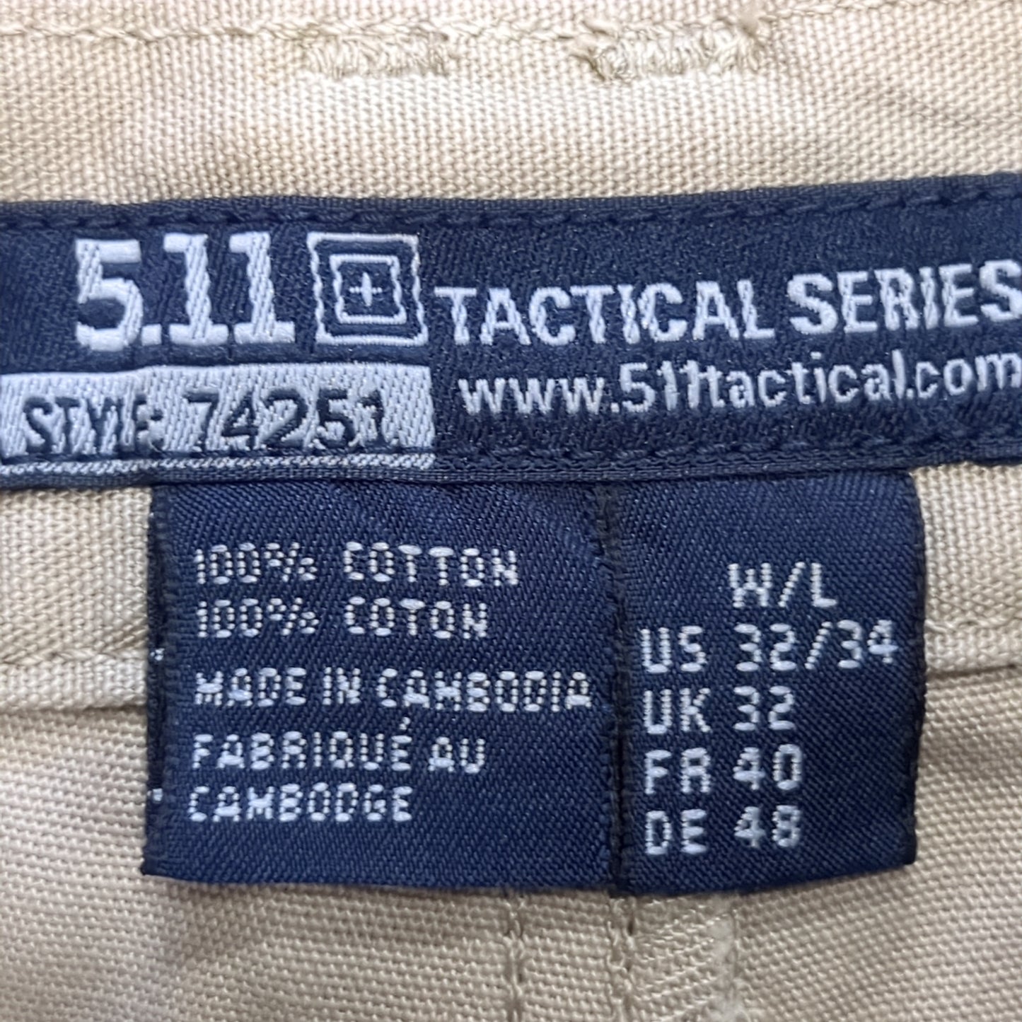 5.11 TACTICAL Men's 32 W/34 L Style-74251 Khaki Pants Tactical Series Excellent Condition (A13 db7-4)