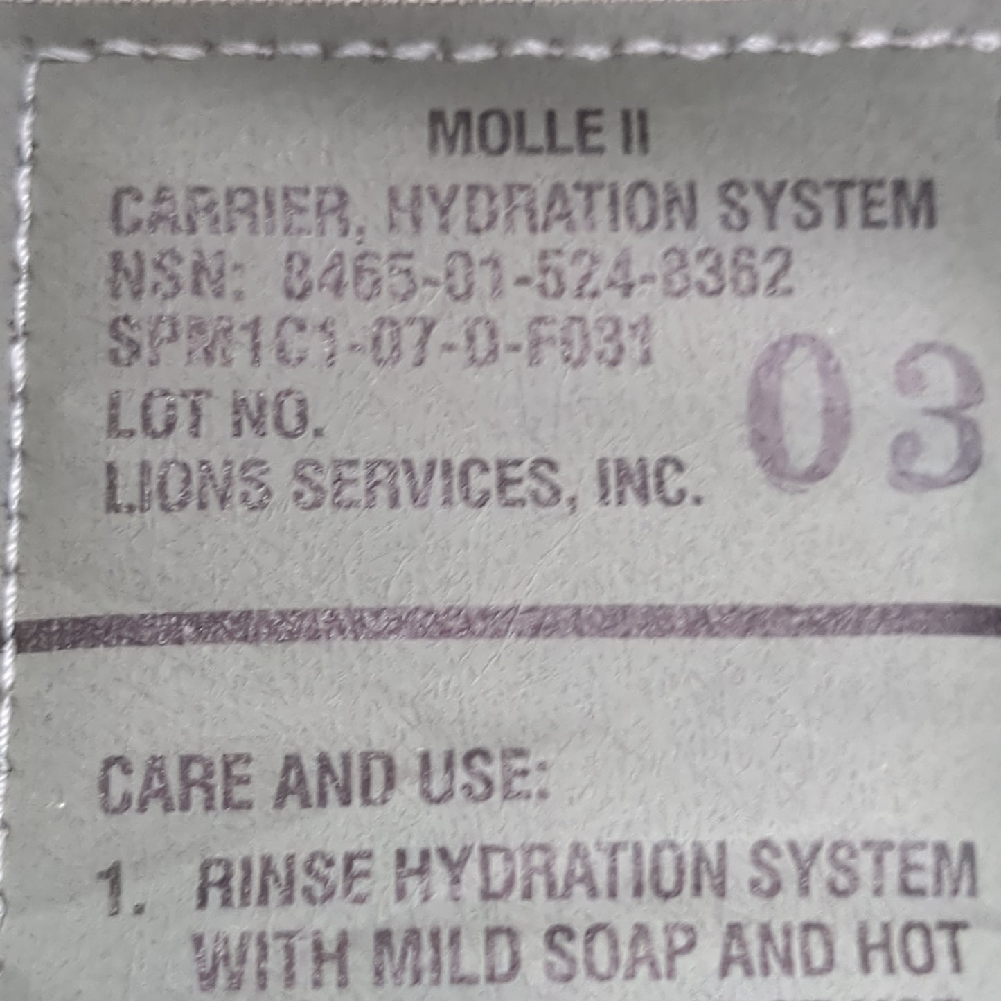 US Army Hydration System Carrier ONLY 100oz 3L Excellent Condition (eb07-MH429)