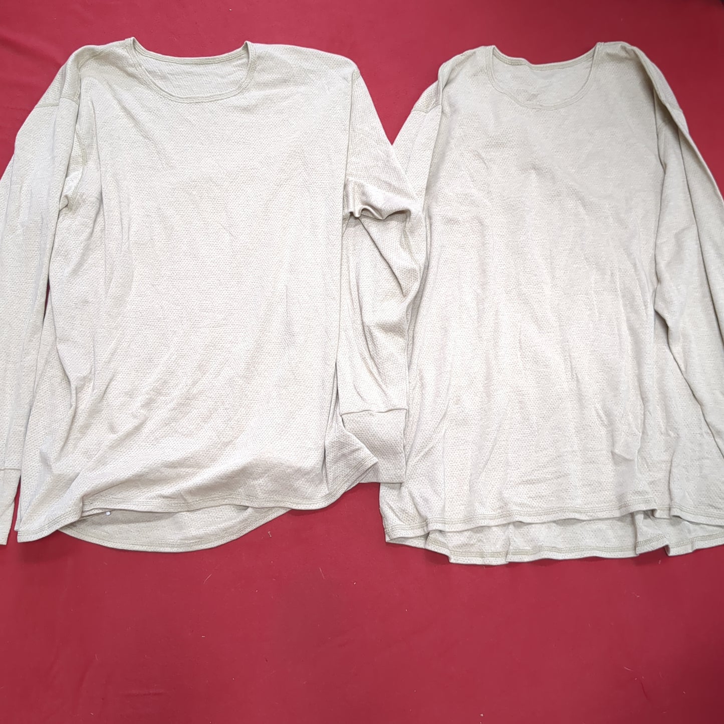 Set of 2 - Peckham Large Short Long Sleeve Sand Undershirts Flame Resistant Base Layer Used (eb08-YLU176)