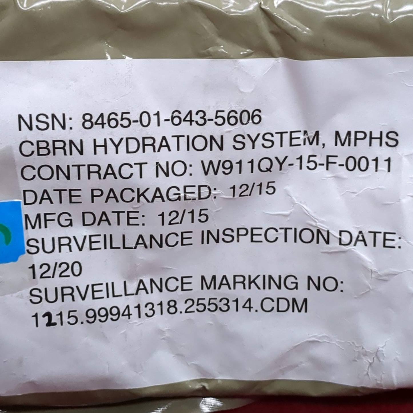 US Army 100oz 3L Hydration Cambelbak System Bladder Bite Valve MPHS Sealed (08o db01-5)