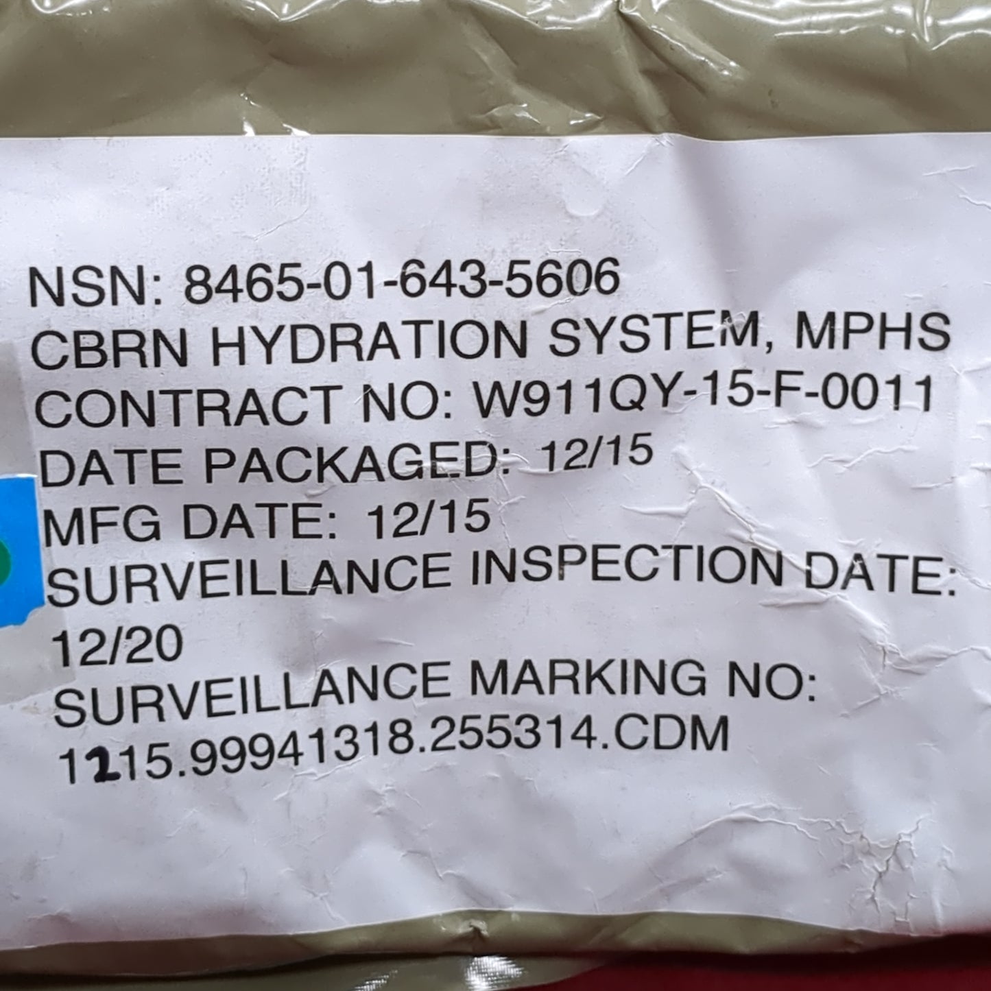 US Army 100oz 3L Hydration Cambelbak System Bladder Bite Valve MPHS Sealed (08o db01-5)