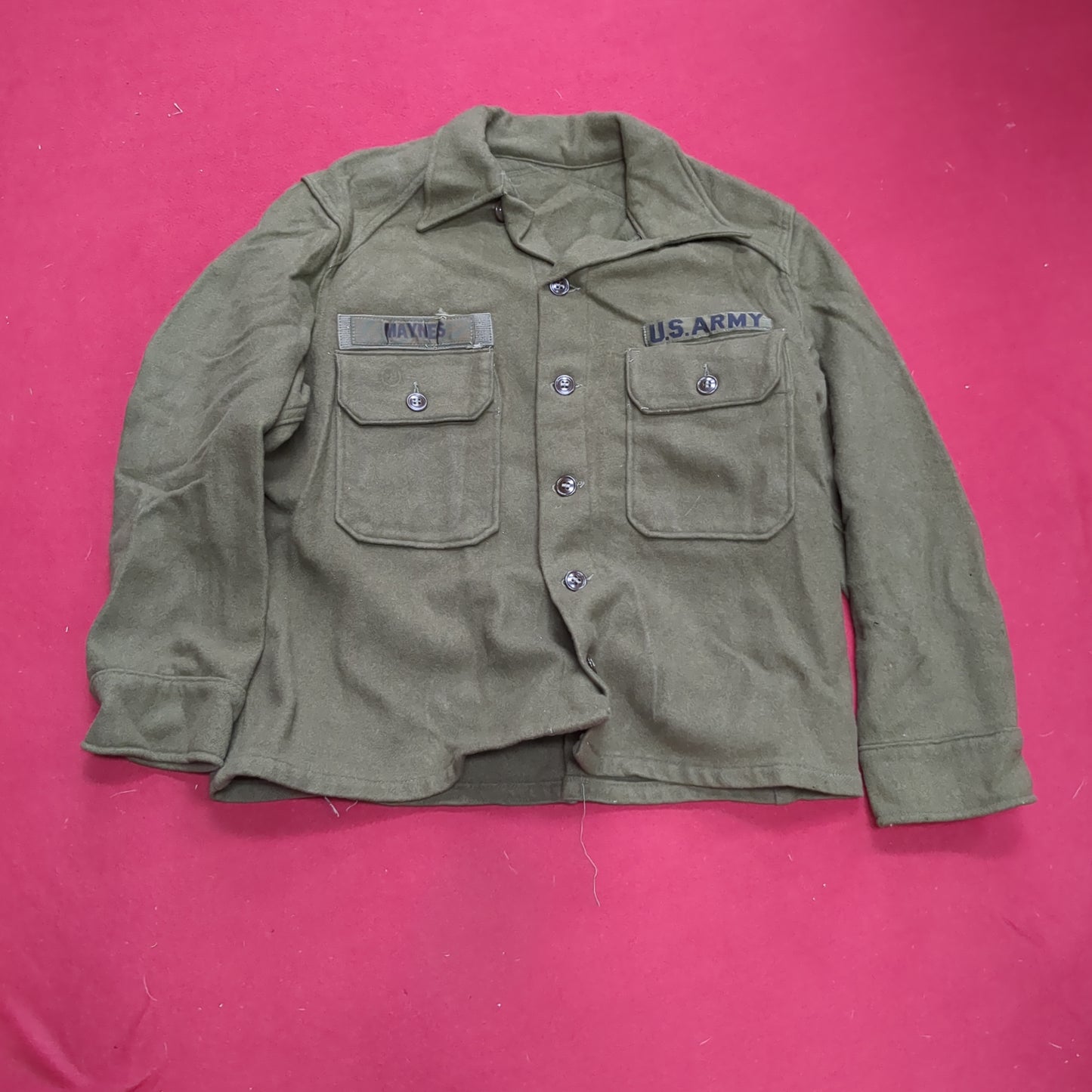 Korean War OD OG 1950s Wool Jacket Good Condition (aa15-1)