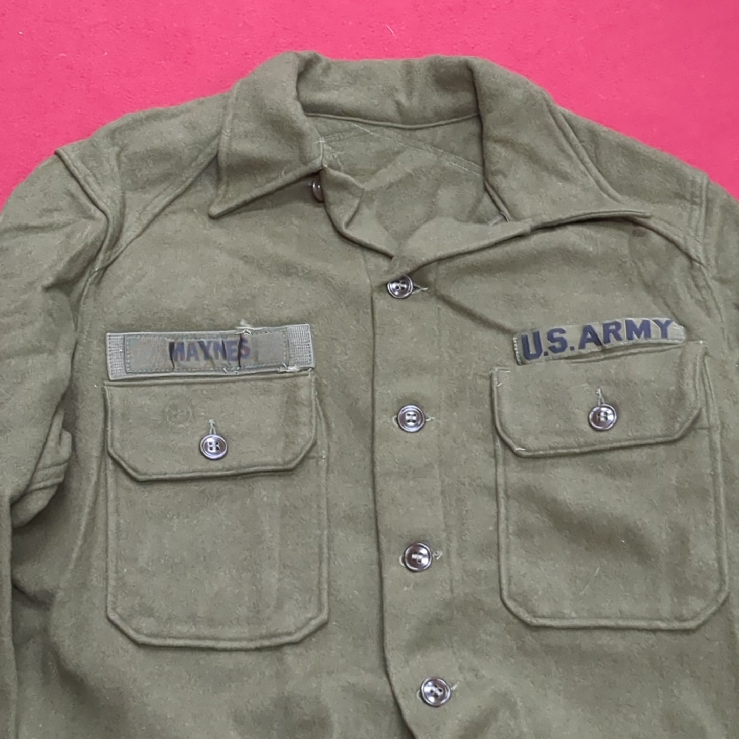 Korean War OD OG 1950s Wool Jacket Good Condition (aa15-1)