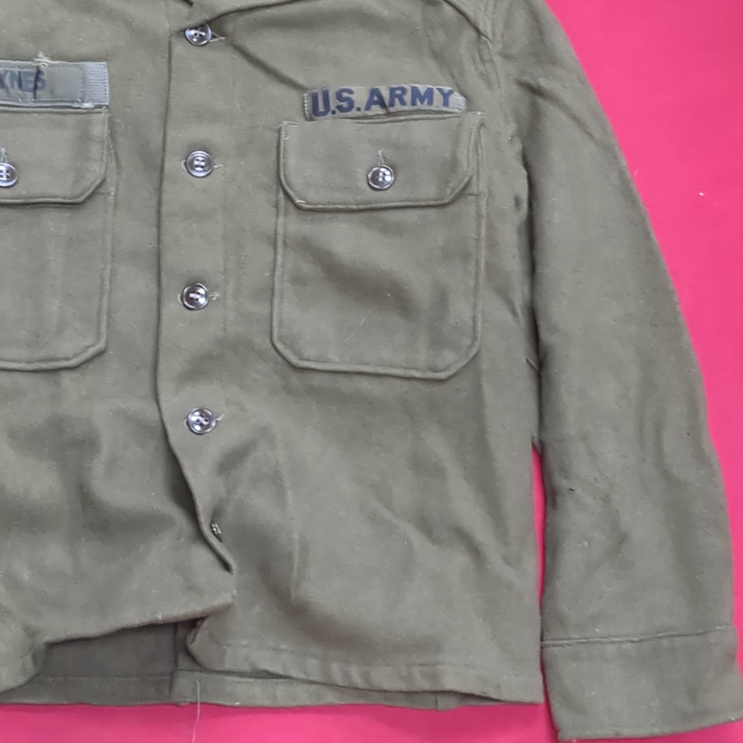 Korean War OD OG 1950s Wool Jacket Good Condition (aa15-1)