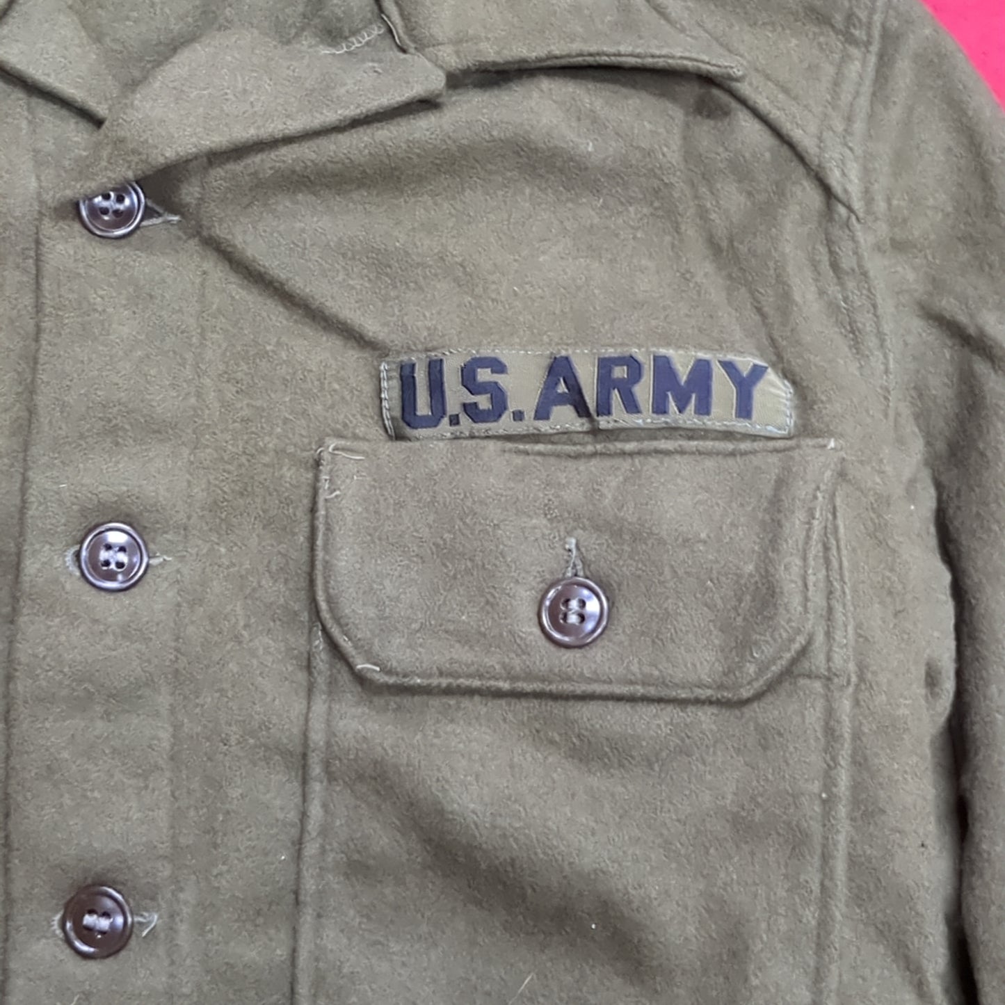 Korean War OD OG 1950s Wool Jacket Good Condition (aa15-1)