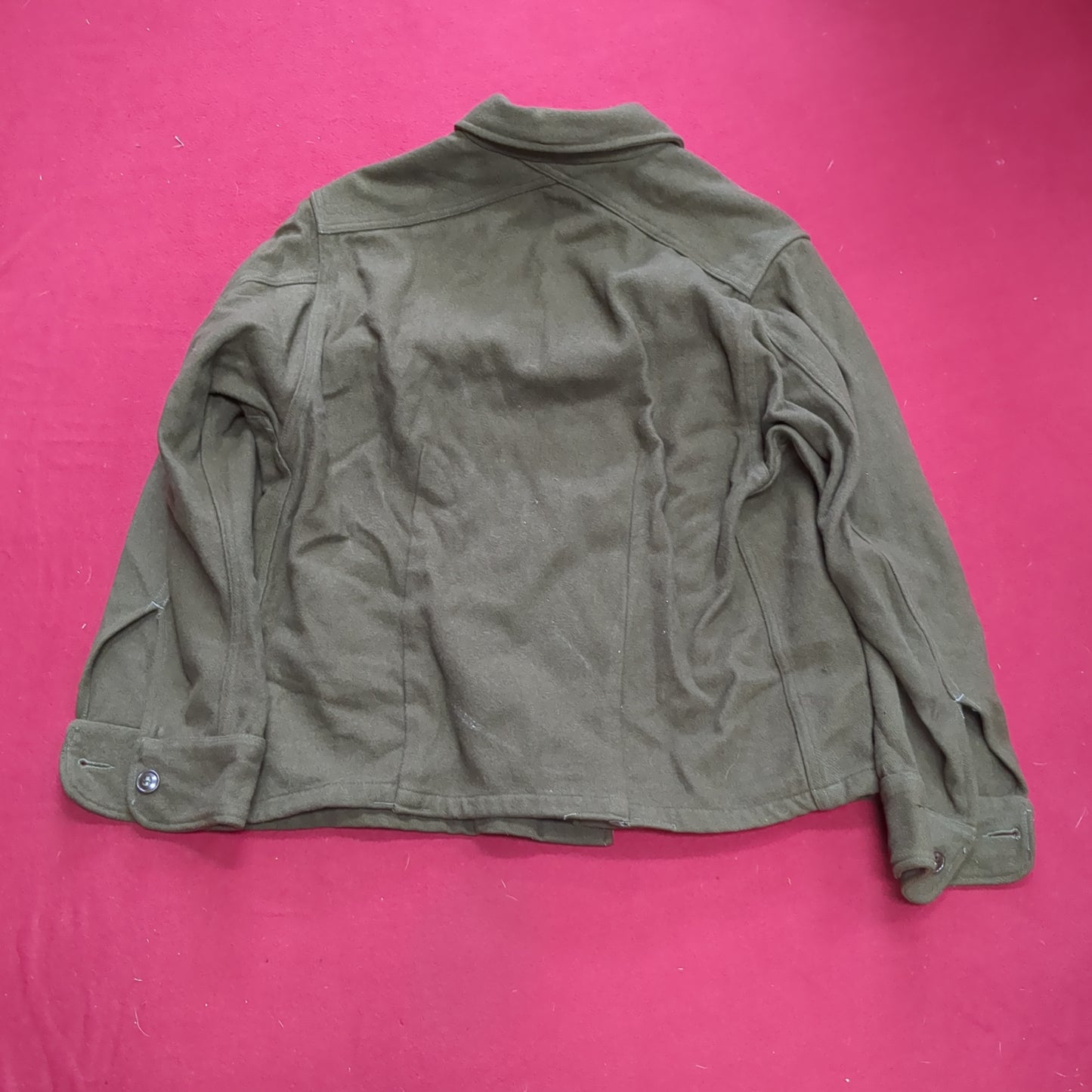 VINTAGE Man's Small Regular (?) Wool Olive Green Coat Shirt Excellent Condition (eb08-20)