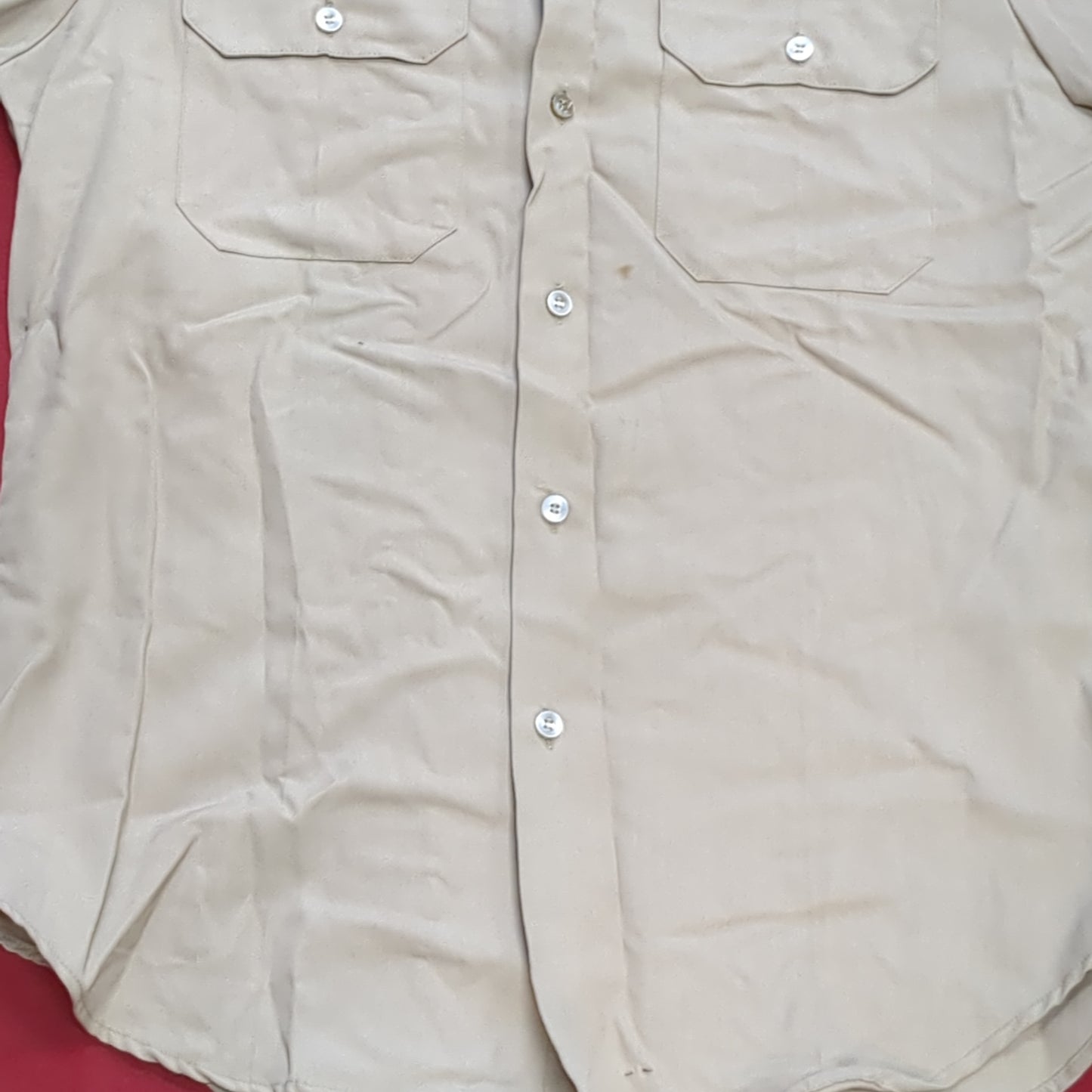 Vintage 1972 US Army Men's Uniform Medium Tan 445 Short-Sleeve Shirt Good Condition (02g CW- ea04-2)