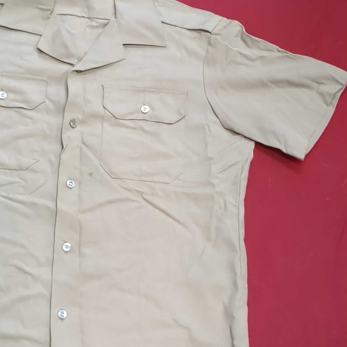 Vintage 1972 US Army Men's Uniform Medium Tan 445 Short-Sleeve Shirt Good Condition (02g CW- ea04-2)