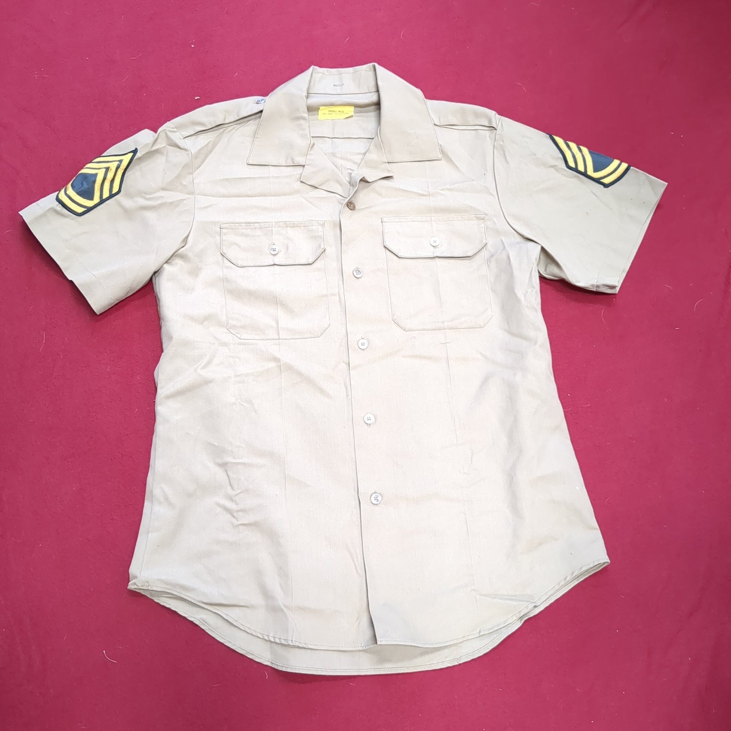 Vintage 1972 US Army Men's Uniform Medium Tan 445 Short-Sleeve Shirt Excellent condition (02g CW- ea04-3)