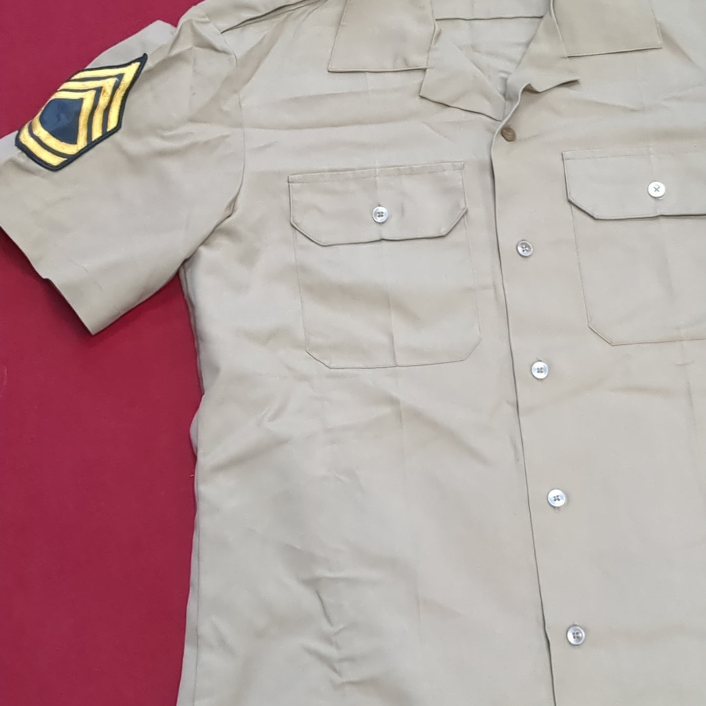Vintage 1972 US Army Men's Uniform Medium Tan 445 Short-Sleeve Shirt Excellent condition (02g CW- ea04-3)