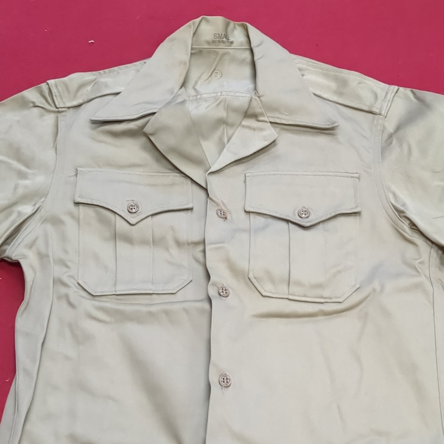 Vietnam Era US Army Men's Small U.T. 4.2oz Tan Short-Sleeve Shirt Used (04g 25g-20)