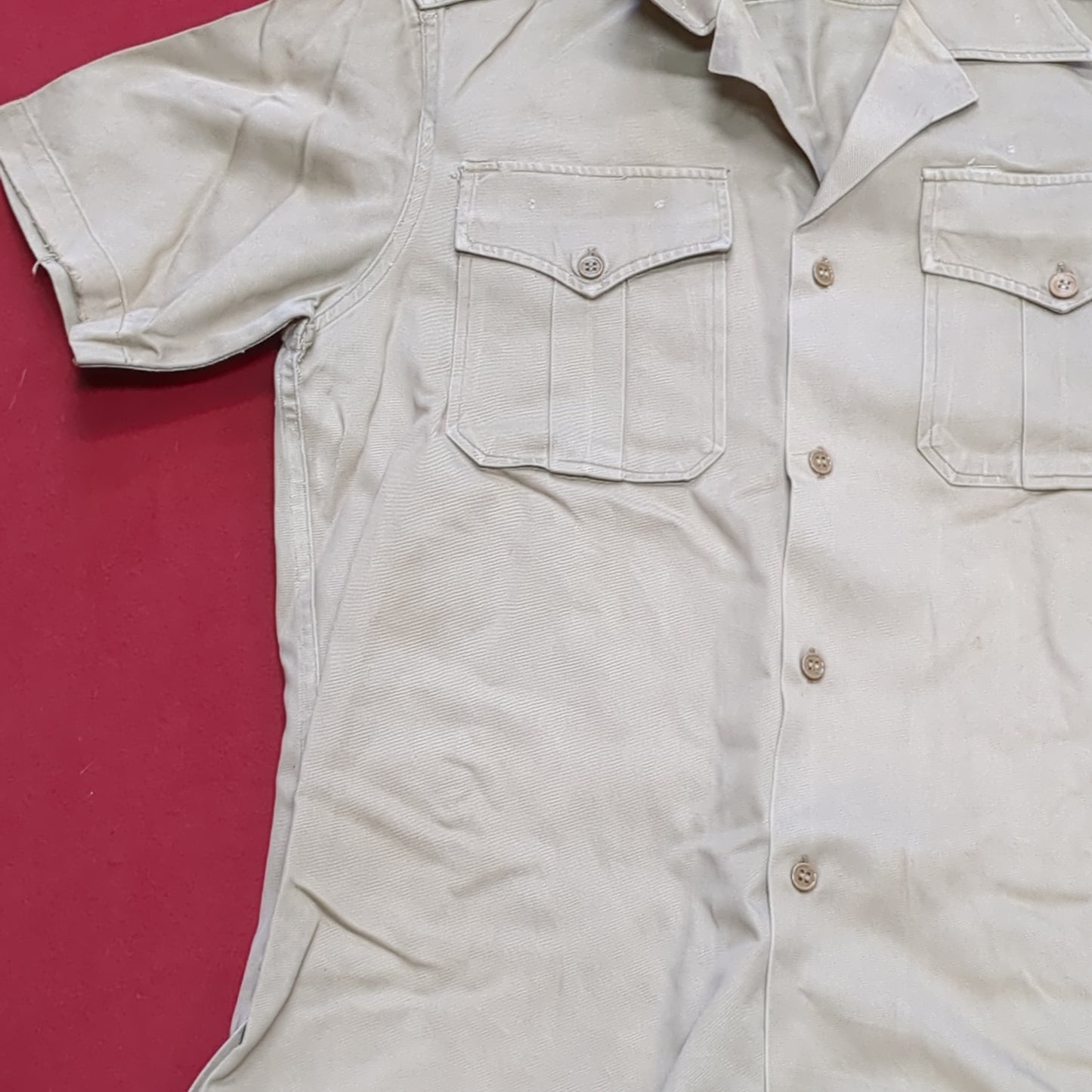 Vintage Vietnam US Army Medium Men's Uniform Tan 445 Short-Sleeve Shirt Good Condition (aa15-8)