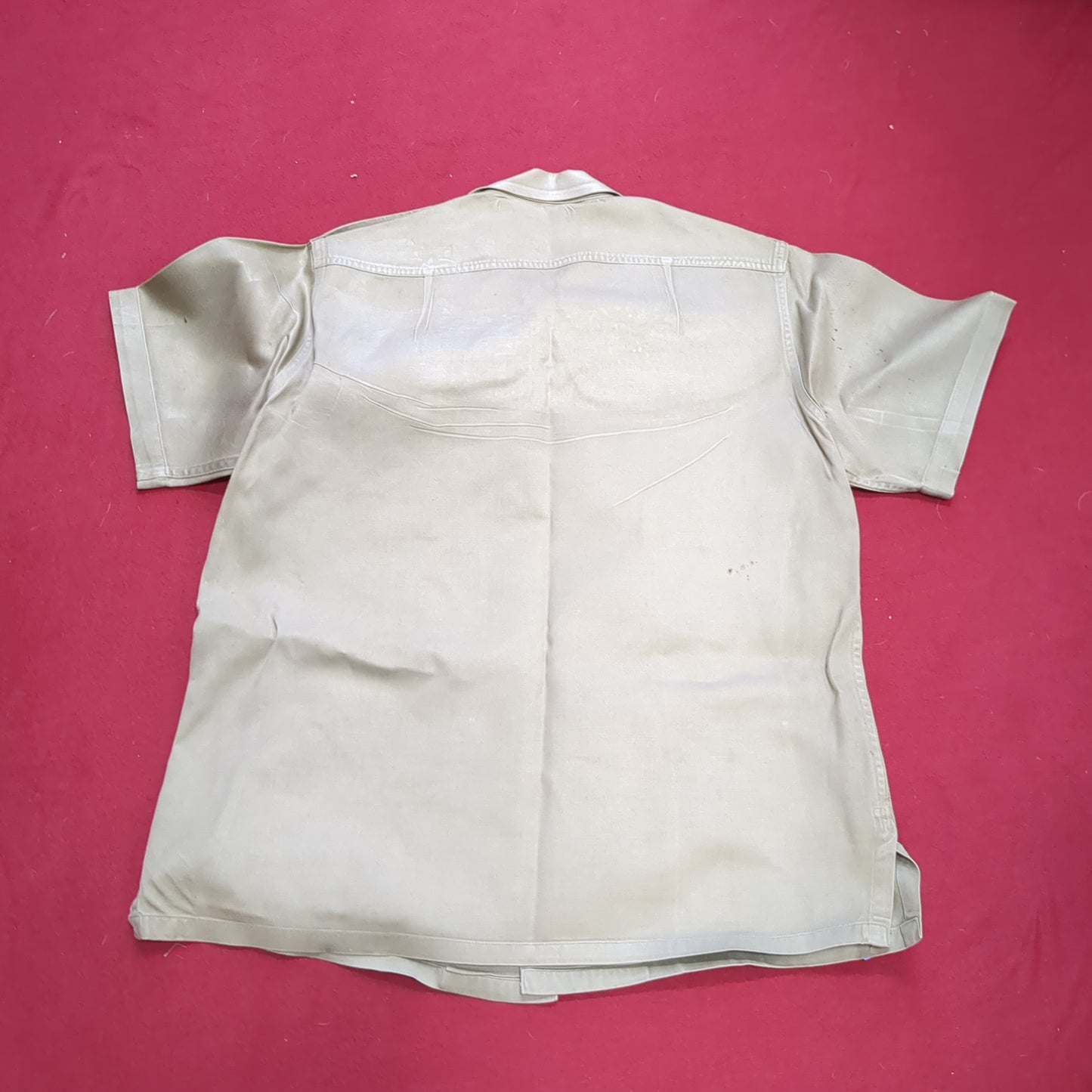 Vietnam Era US Army Men's Medium Tan 8.2 oz Short-Sleeve Shirt Good Condition (04g 25g-13)