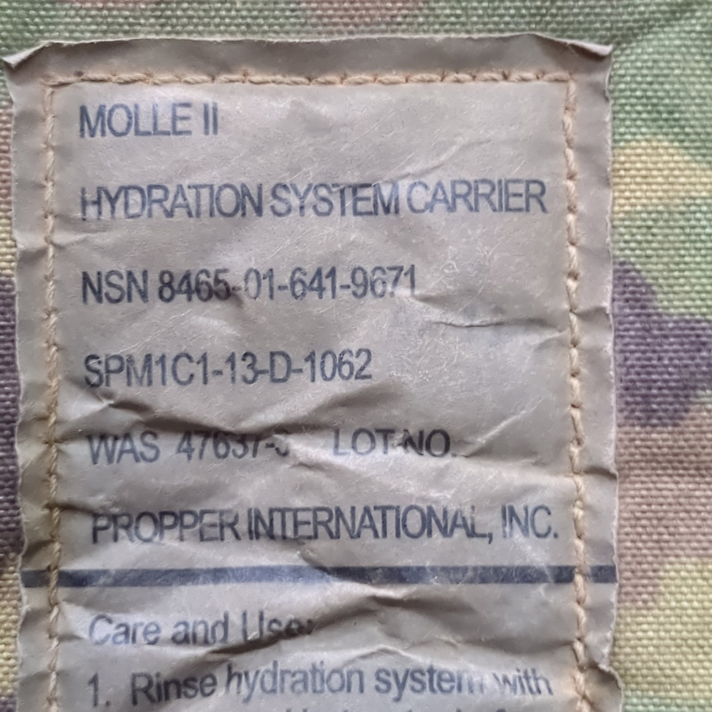 US Army Hydration System Carrier ONLY 100oz 3L Good Condition (eb07-MH428)