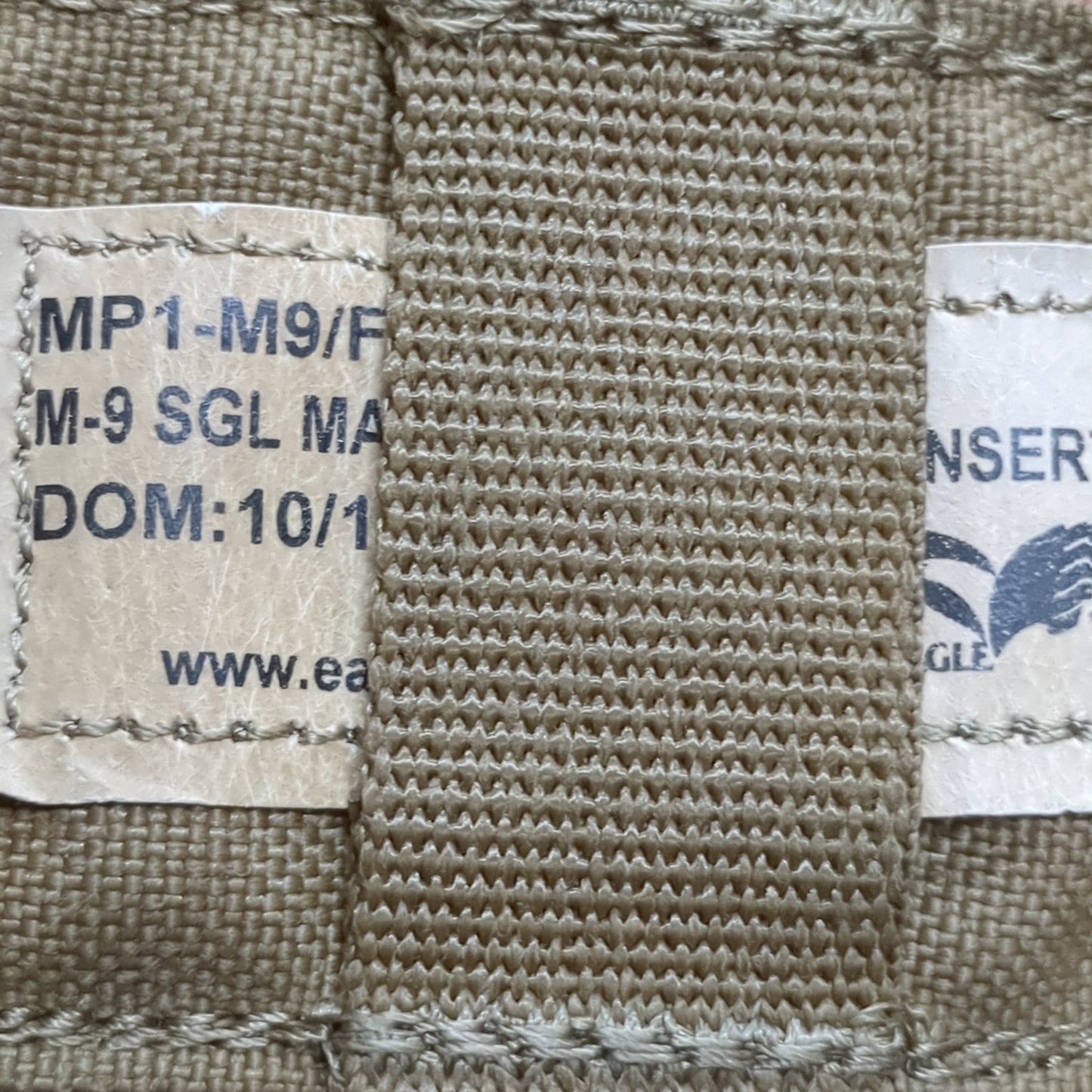 * Unused * Eagle Industries FSBE M9 Single Mag Pouch 9mm Pistol Coyote Excellent Condition (34cr-ca02-OCT84)